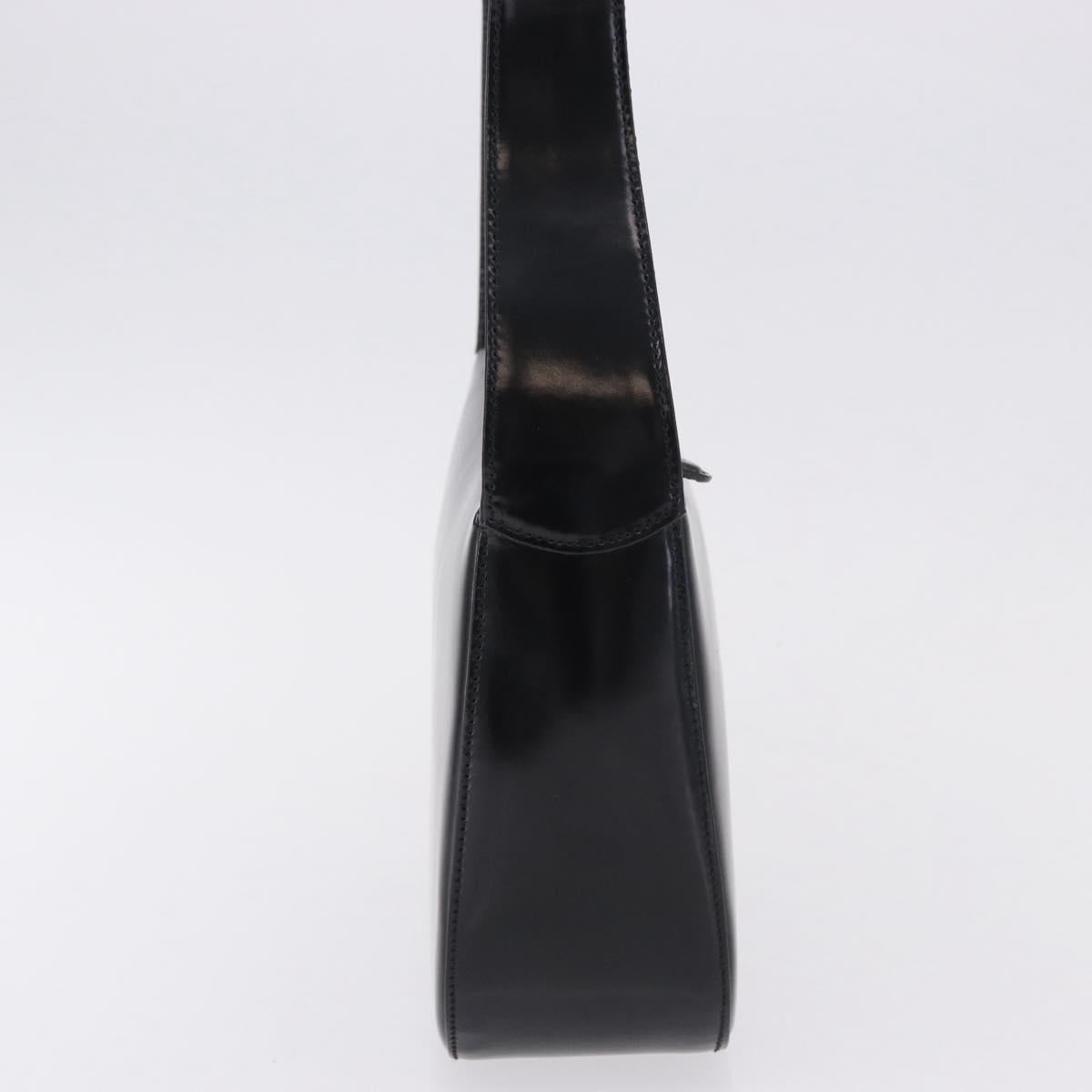 GUCCI Interlocking Shoulder Bag Patent Leather Black 007 2046 0250 Auth bs36370