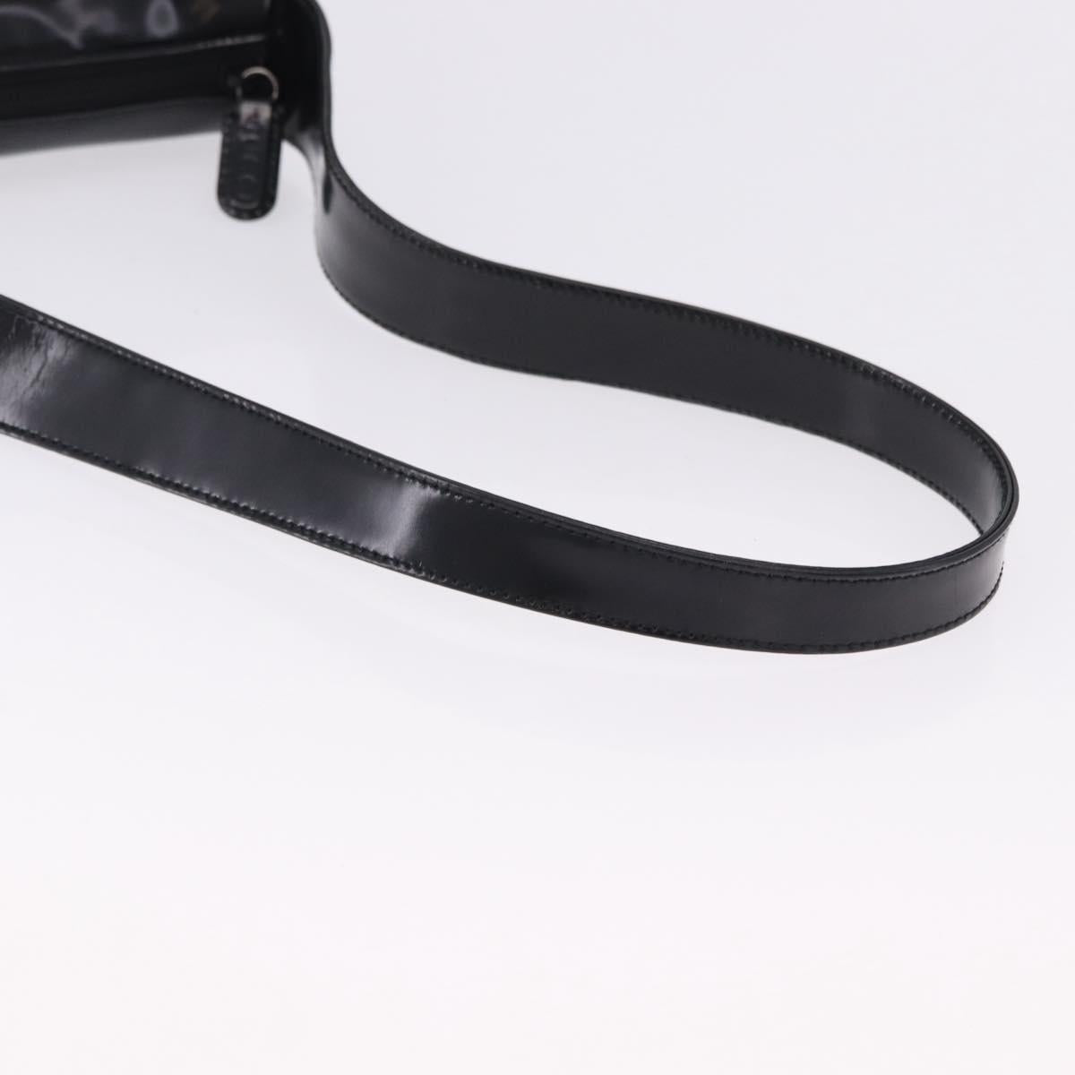 GUCCI Interlocking Shoulder Bag Patent Leather Black 007 2046 0250 Auth bs36370