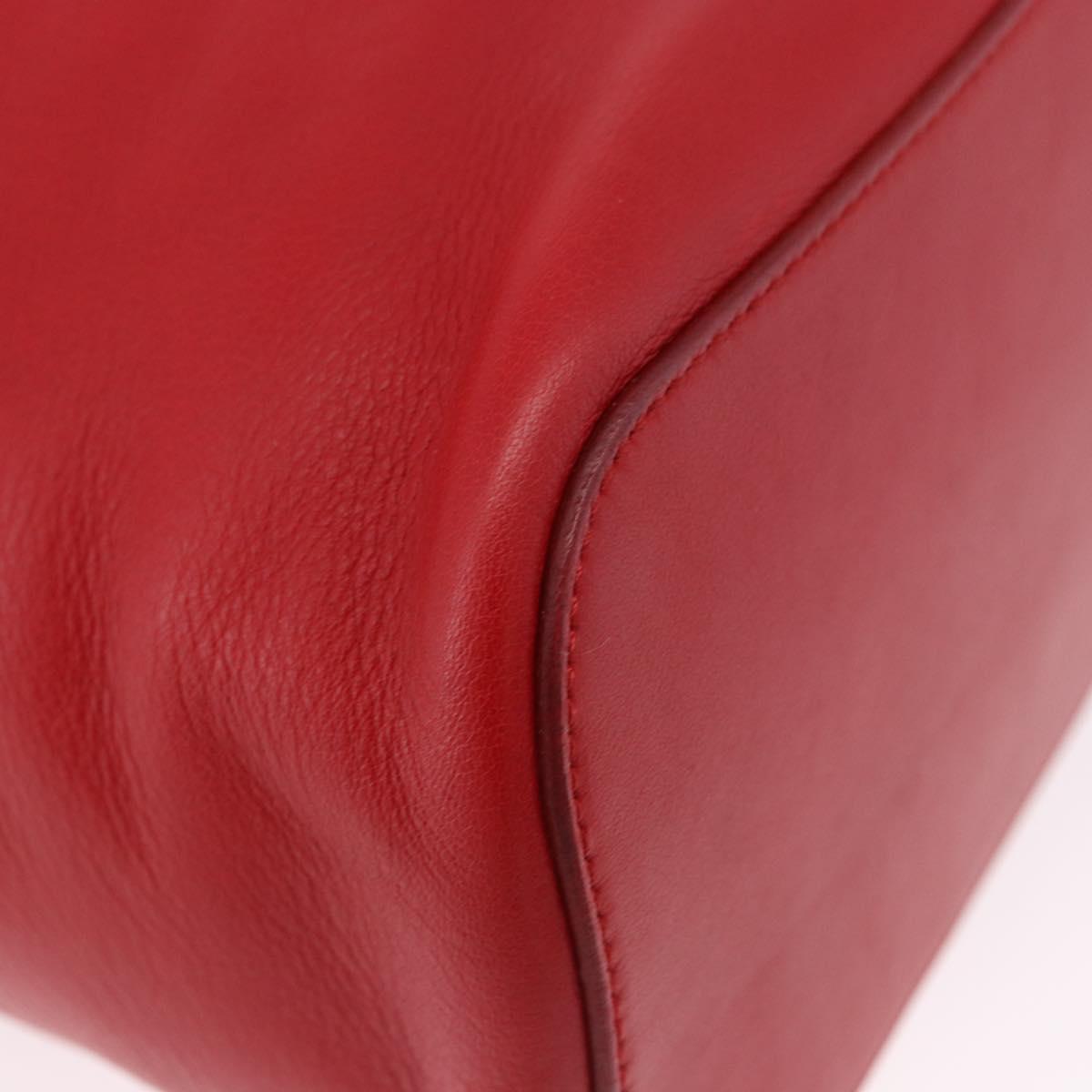 GUCCI Hand Bag Leather Red Silver 001 3750 Auth bs36388