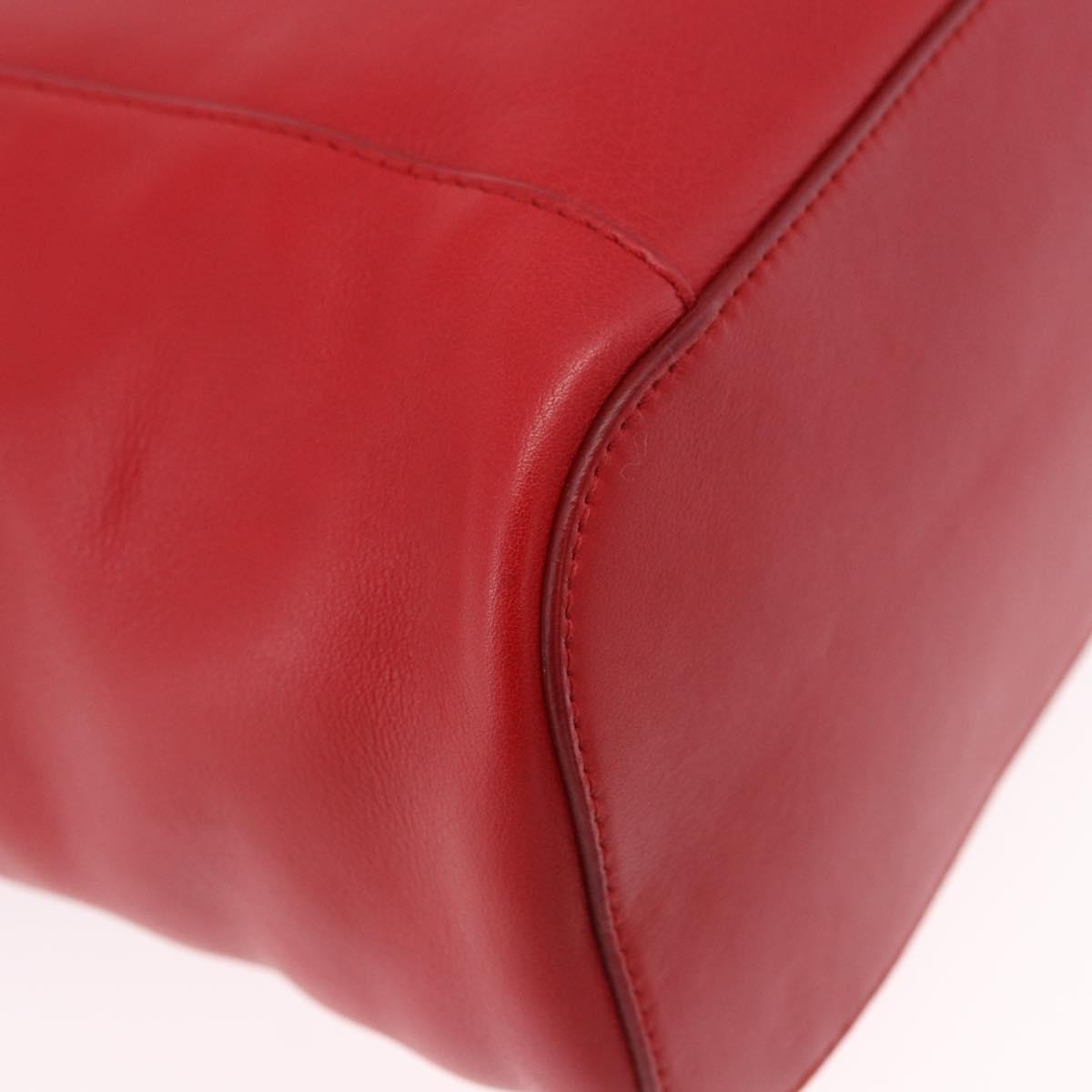 GUCCI Hand Bag Leather Red Silver 001 3750 Auth bs36388