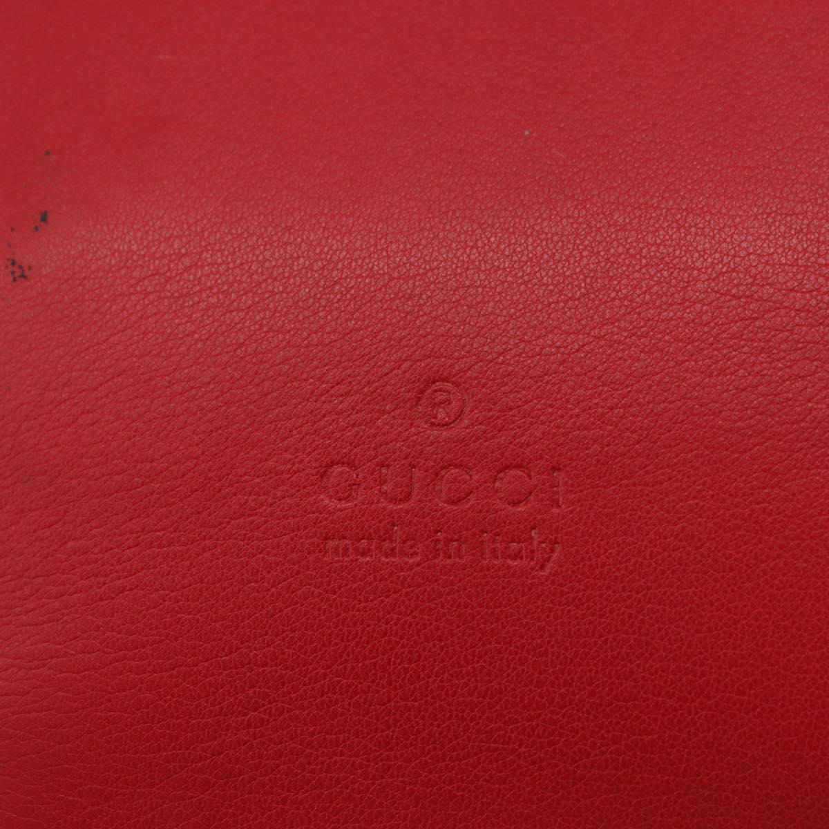 GUCCI Hand Bag Leather Red Silver 001 3750 Auth bs36388