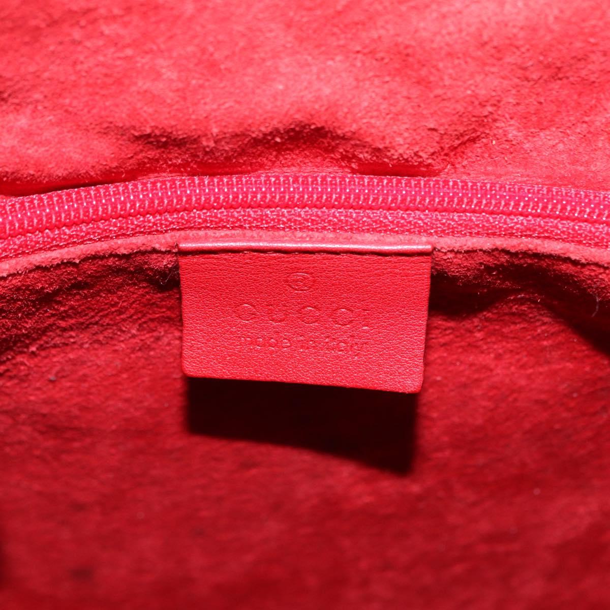 GUCCI Hand Bag Leather Red Silver 001 3750 Auth bs36388