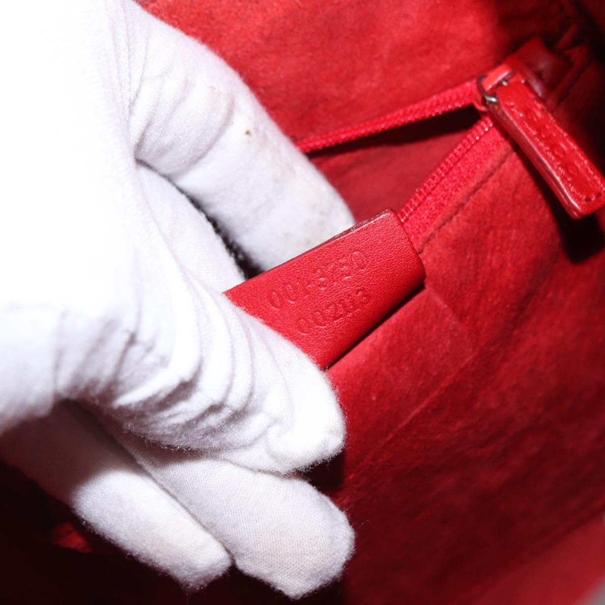 GUCCI Hand Bag Leather Red Silver 001 3750 Auth bs36388