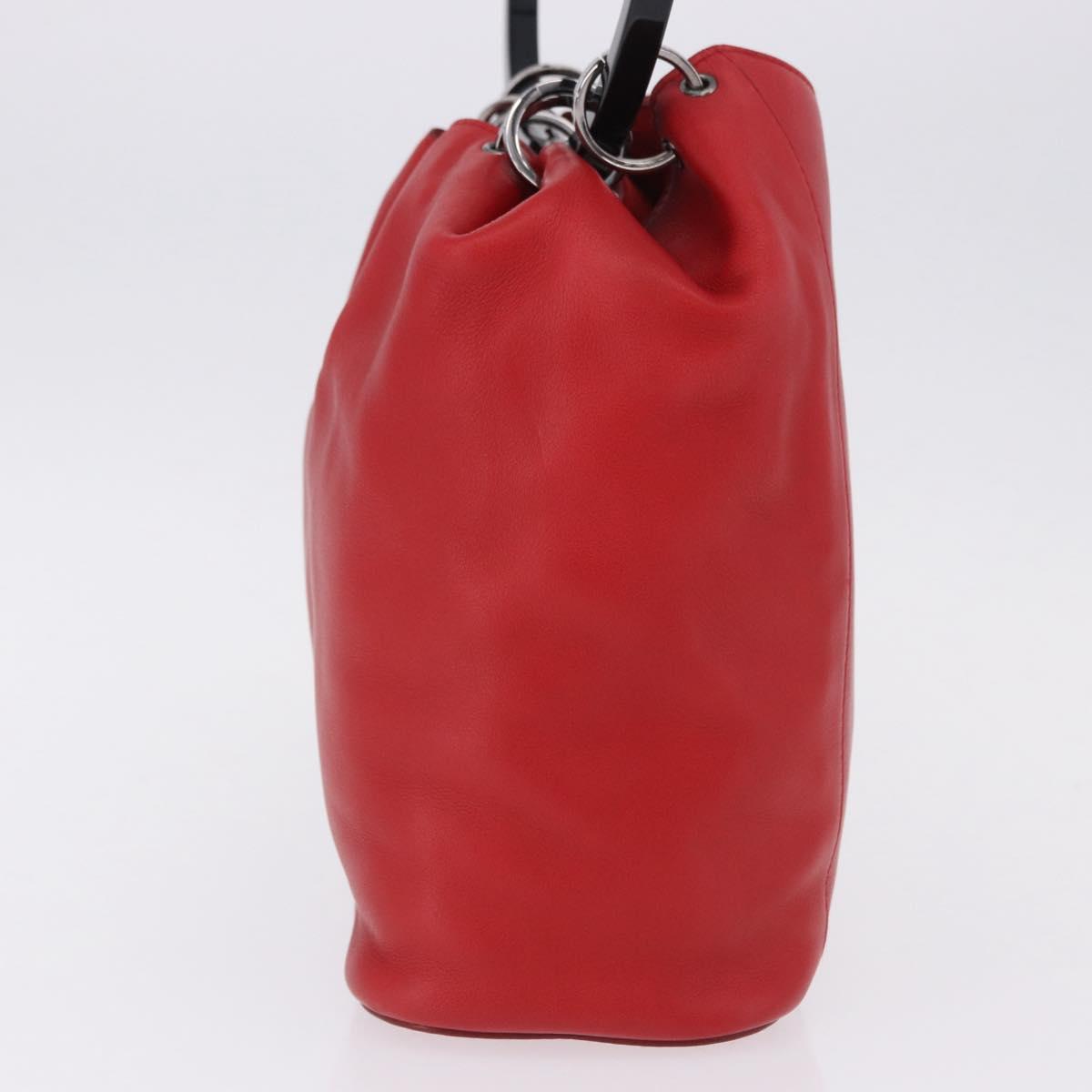 GUCCI Hand Bag Leather Red Silver 001 3750 Auth bs36388