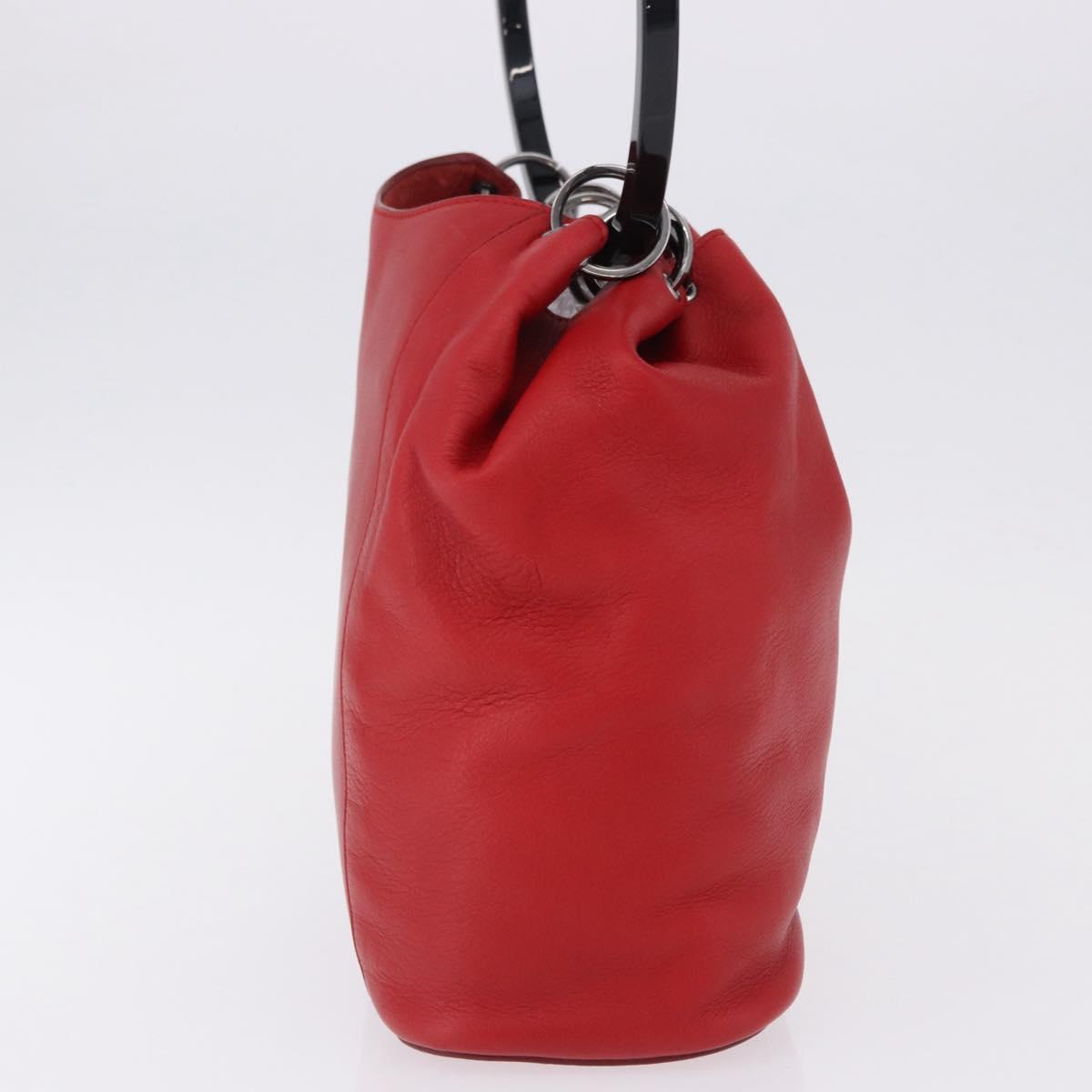 GUCCI Hand Bag Leather Red Silver 001 3750 Auth bs36388