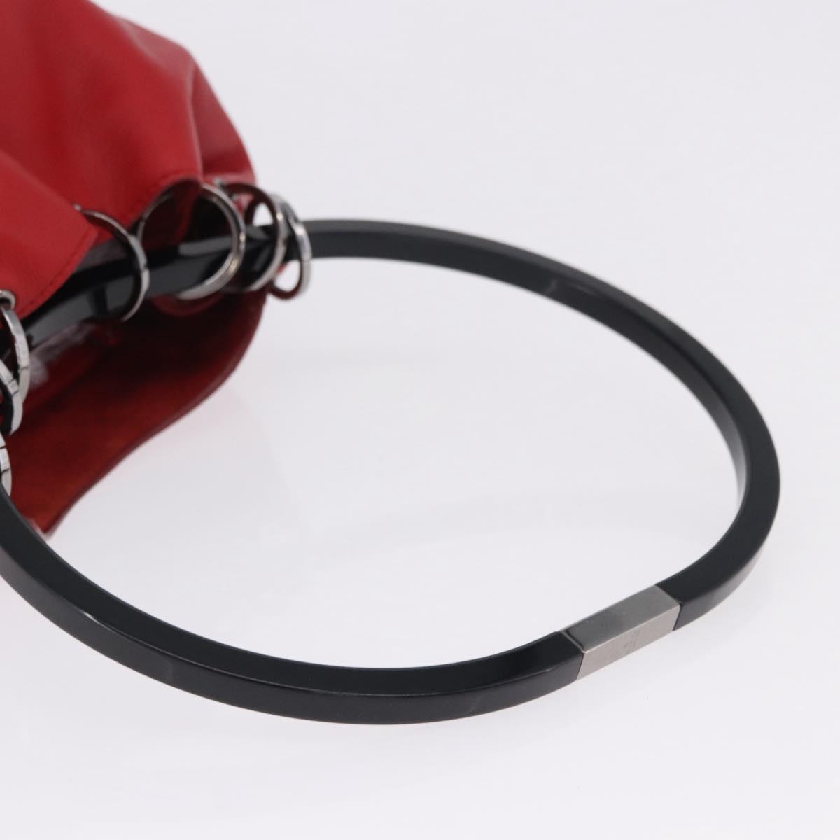 GUCCI Hand Bag Leather Red Silver 001 3750 Auth bs36388