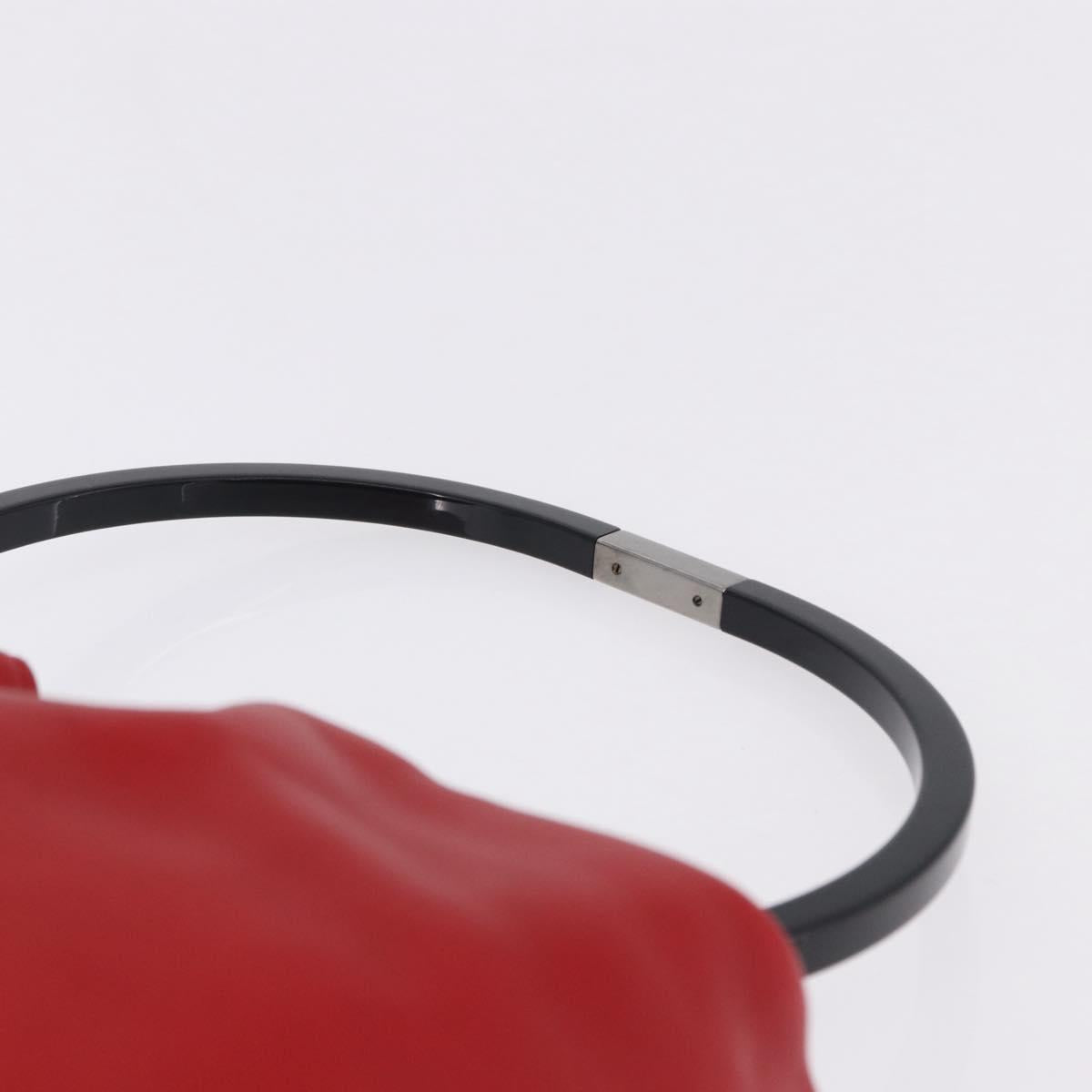 GUCCI Hand Bag Leather Red Silver 001 3750 Auth bs36388