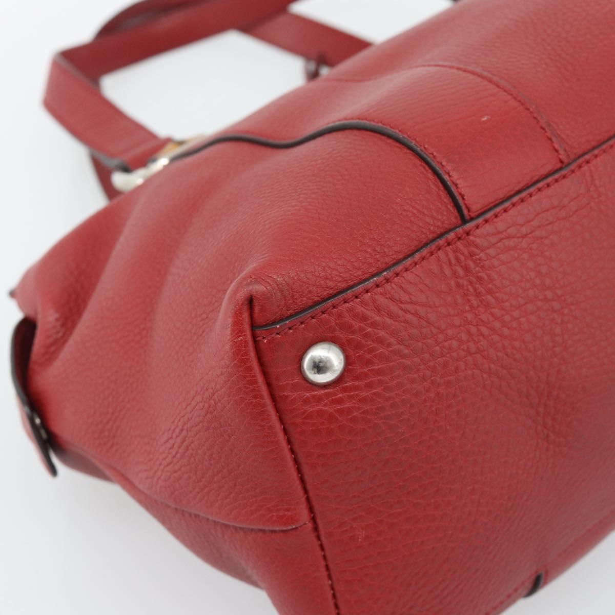 GUCCI Hand Bag Leather outlet Red Silver 355772 Auth bs36389