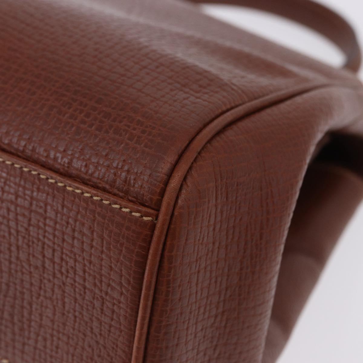 LOEWE Hand Bag Leather Brown Gold Auth bs36390