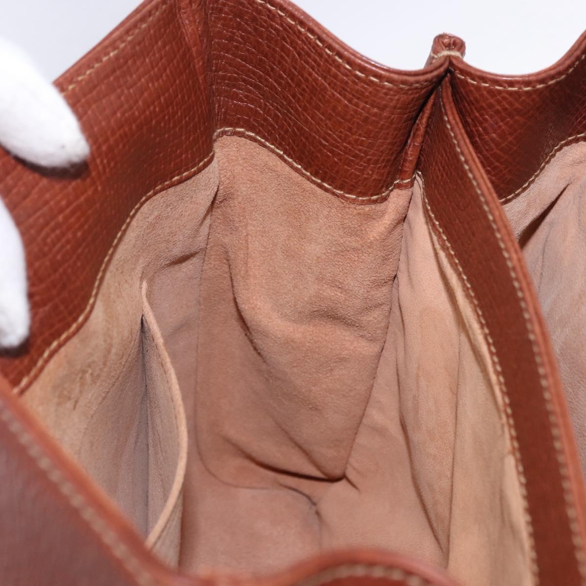 LOEWE Hand Bag Leather Brown Gold Auth bs36390