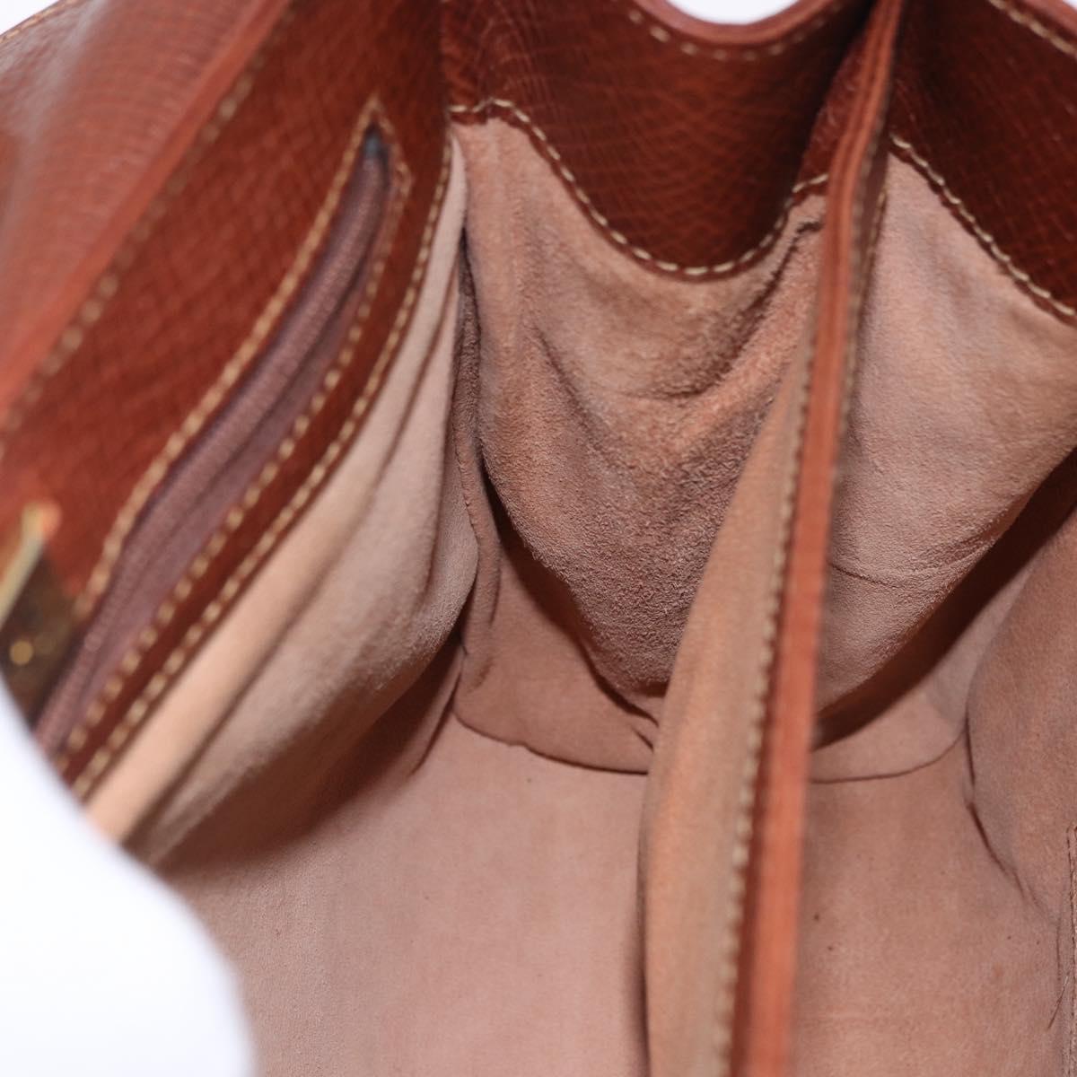 LOEWE Hand Bag Leather Brown Gold Auth bs36390