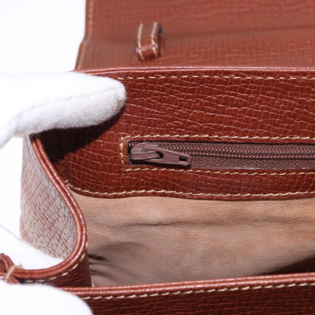LOEWE Hand Bag Leather Brown Gold Auth bs36390