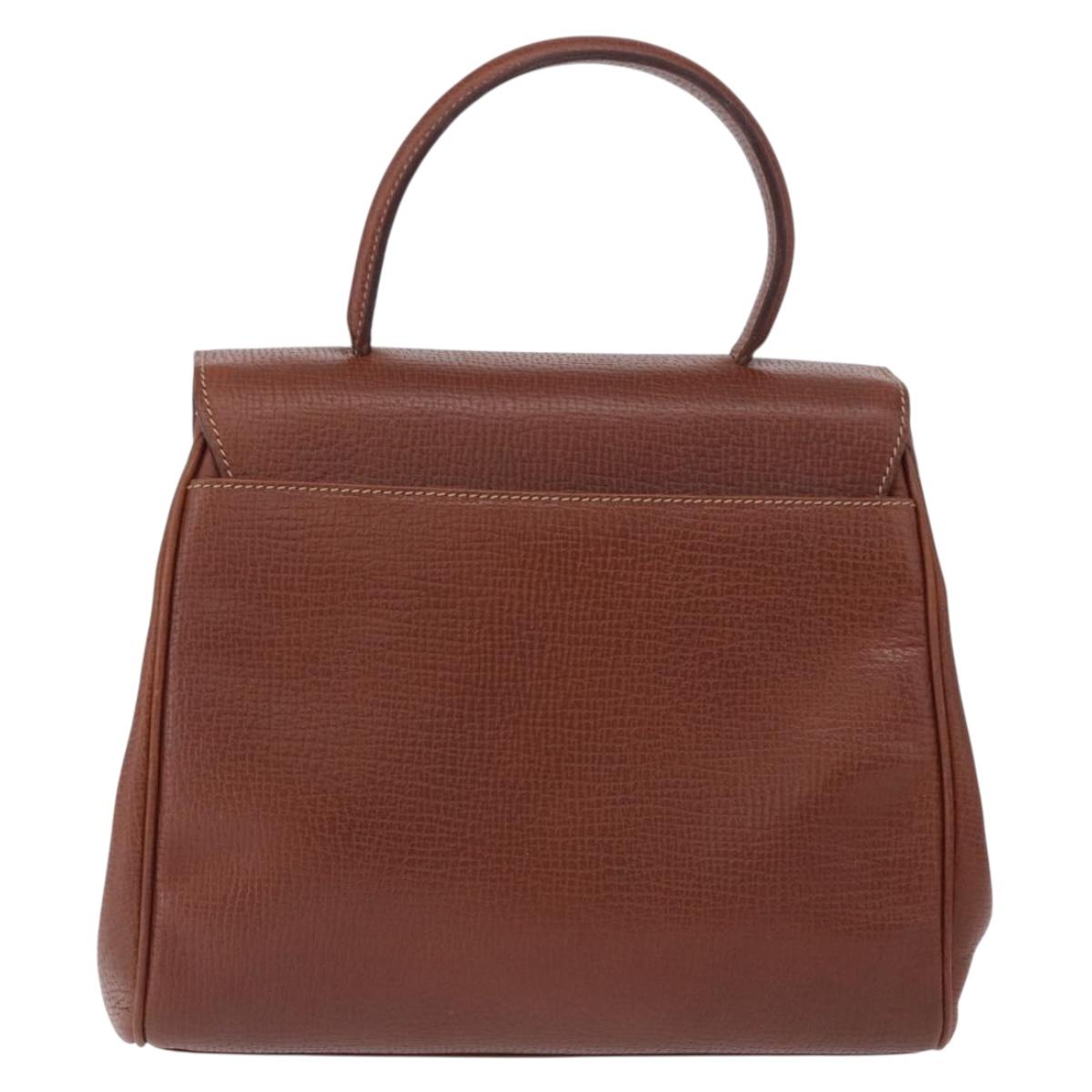LOEWE Hand Bag Leather Brown Gold Auth bs36390