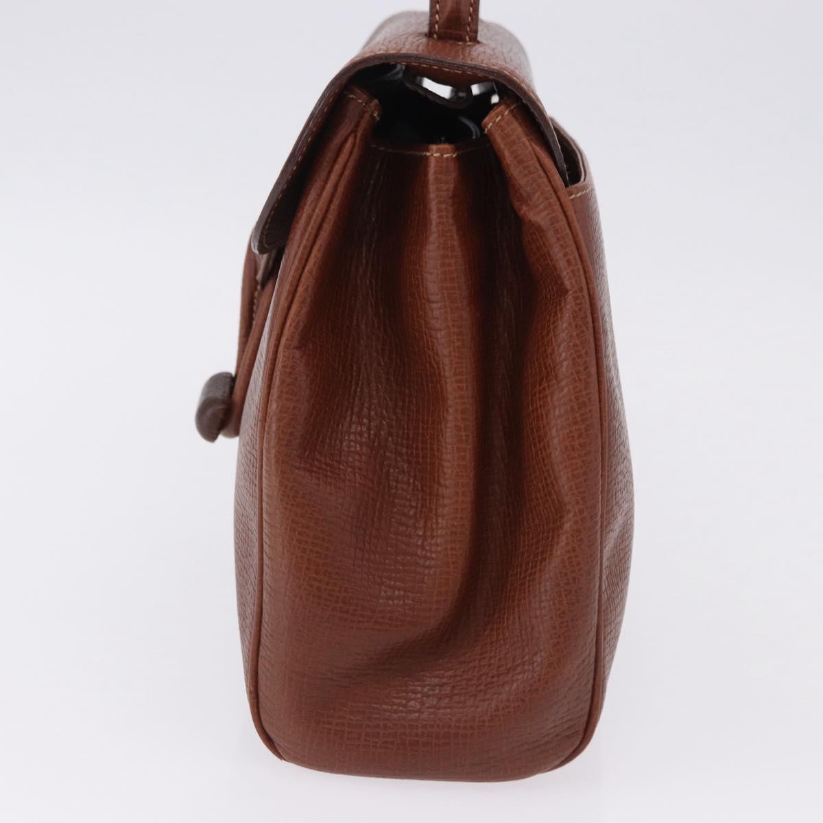 LOEWE Hand Bag Leather Brown Gold Auth bs36390