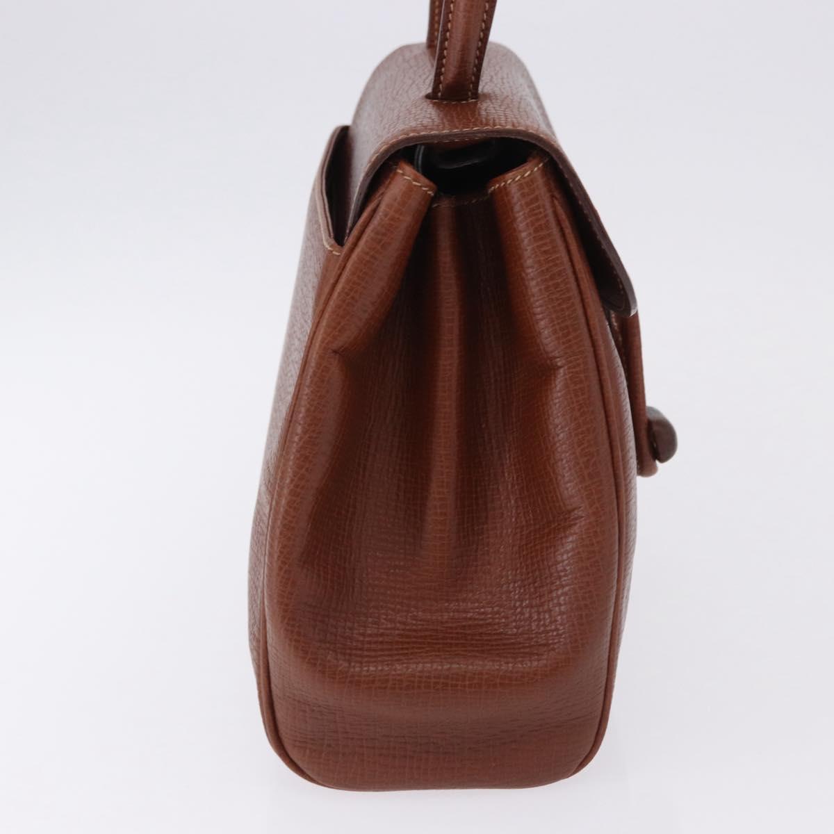 LOEWE Hand Bag Leather Brown Gold Auth bs36390