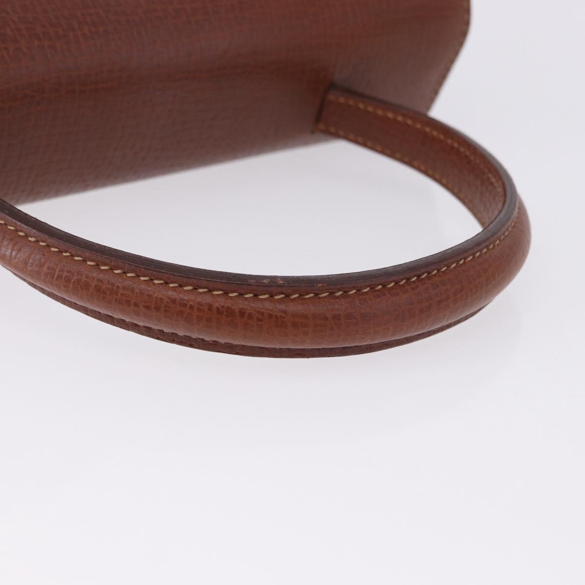 LOEWE Hand Bag Leather Brown Gold Auth bs36390