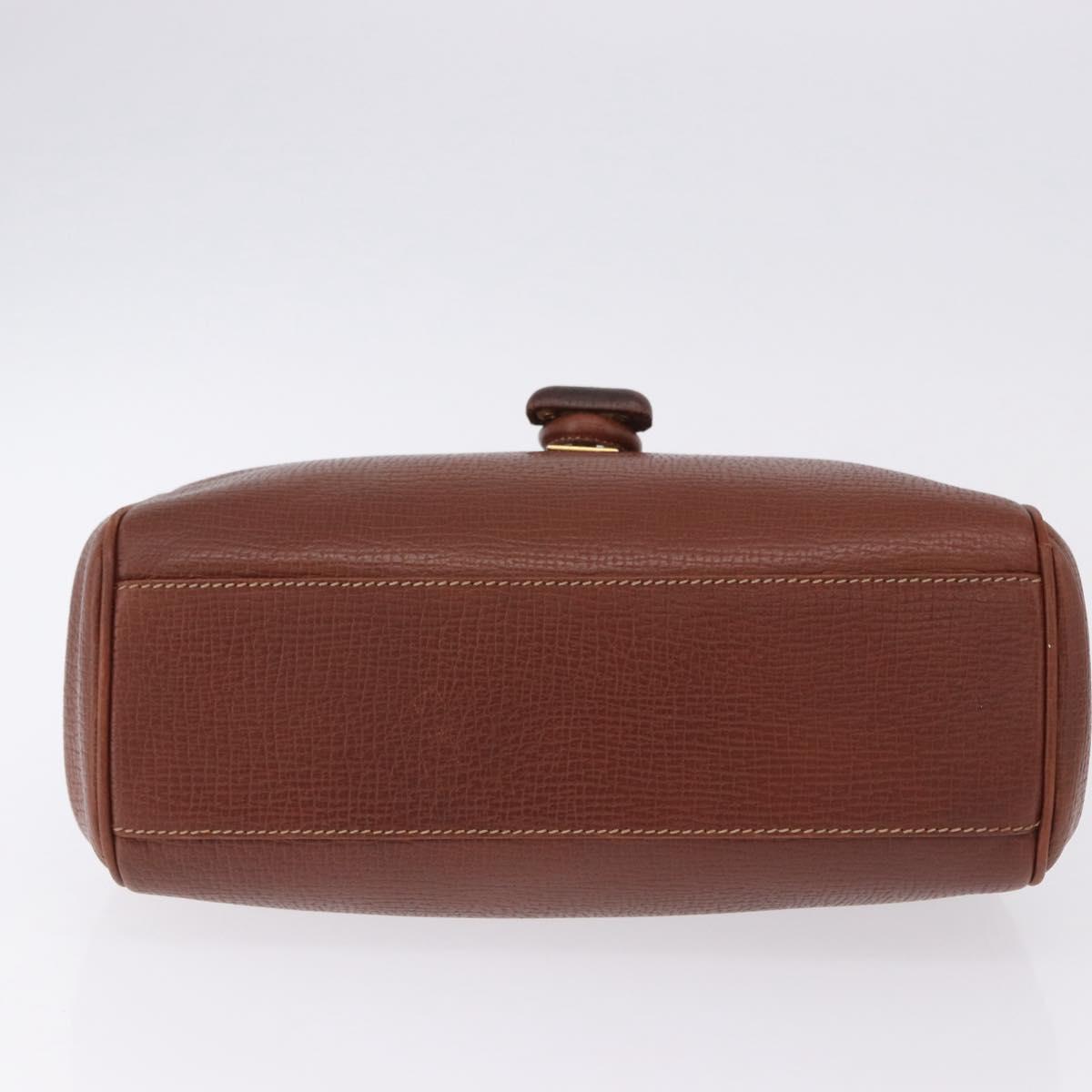 LOEWE Hand Bag Leather Brown Gold Auth bs36390