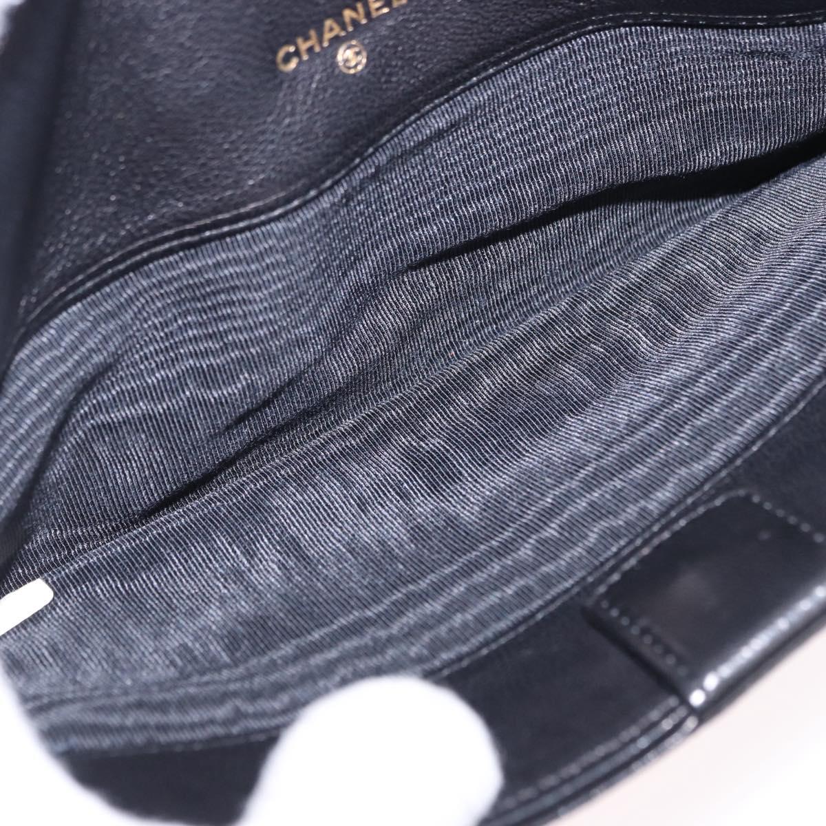 CHANEL Bicolore Long Wallet Lamb Skin Black Gold CC Auth bs36392A