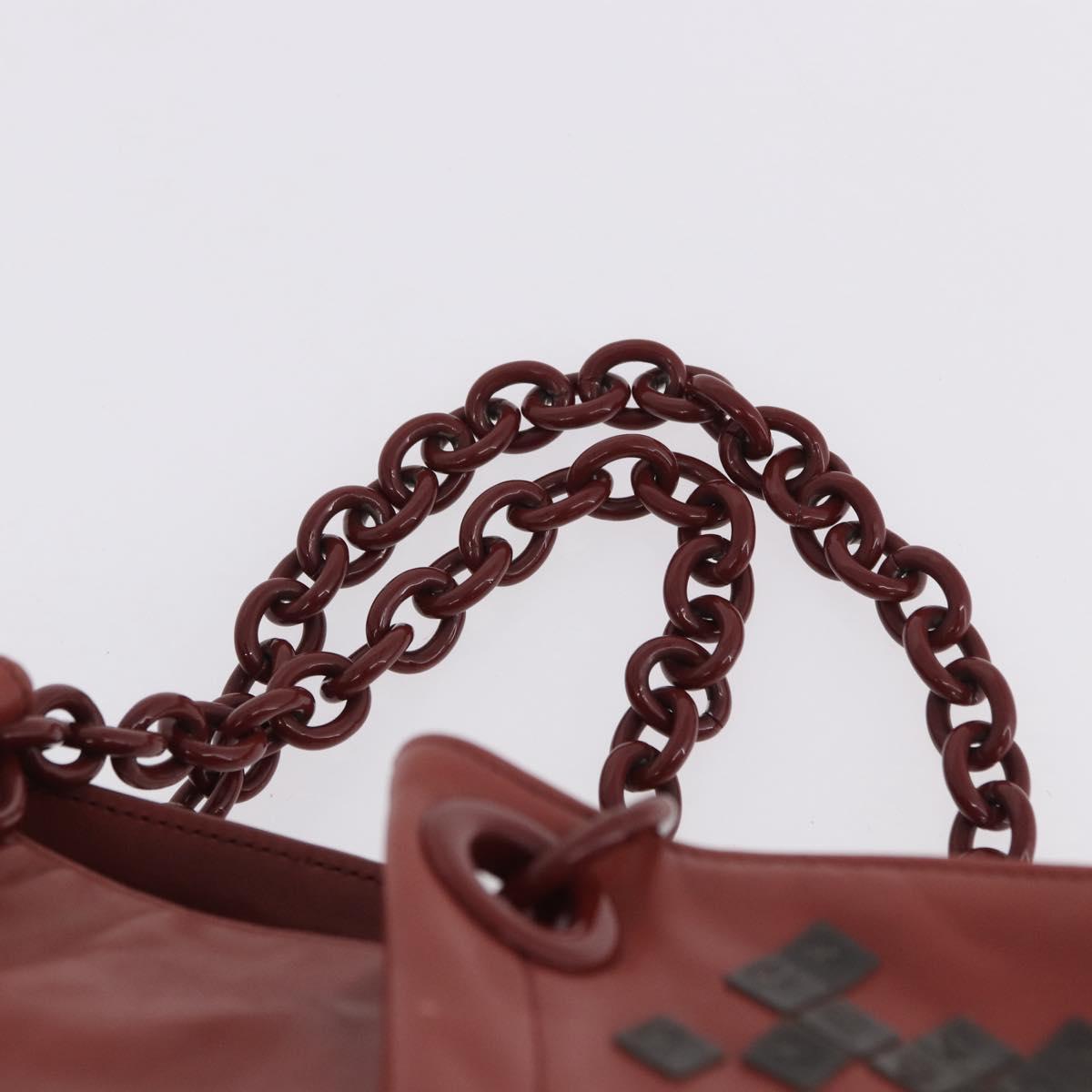BOTTEGA VENETA Chain Hand Bag Leather Pink Auth bs36396A