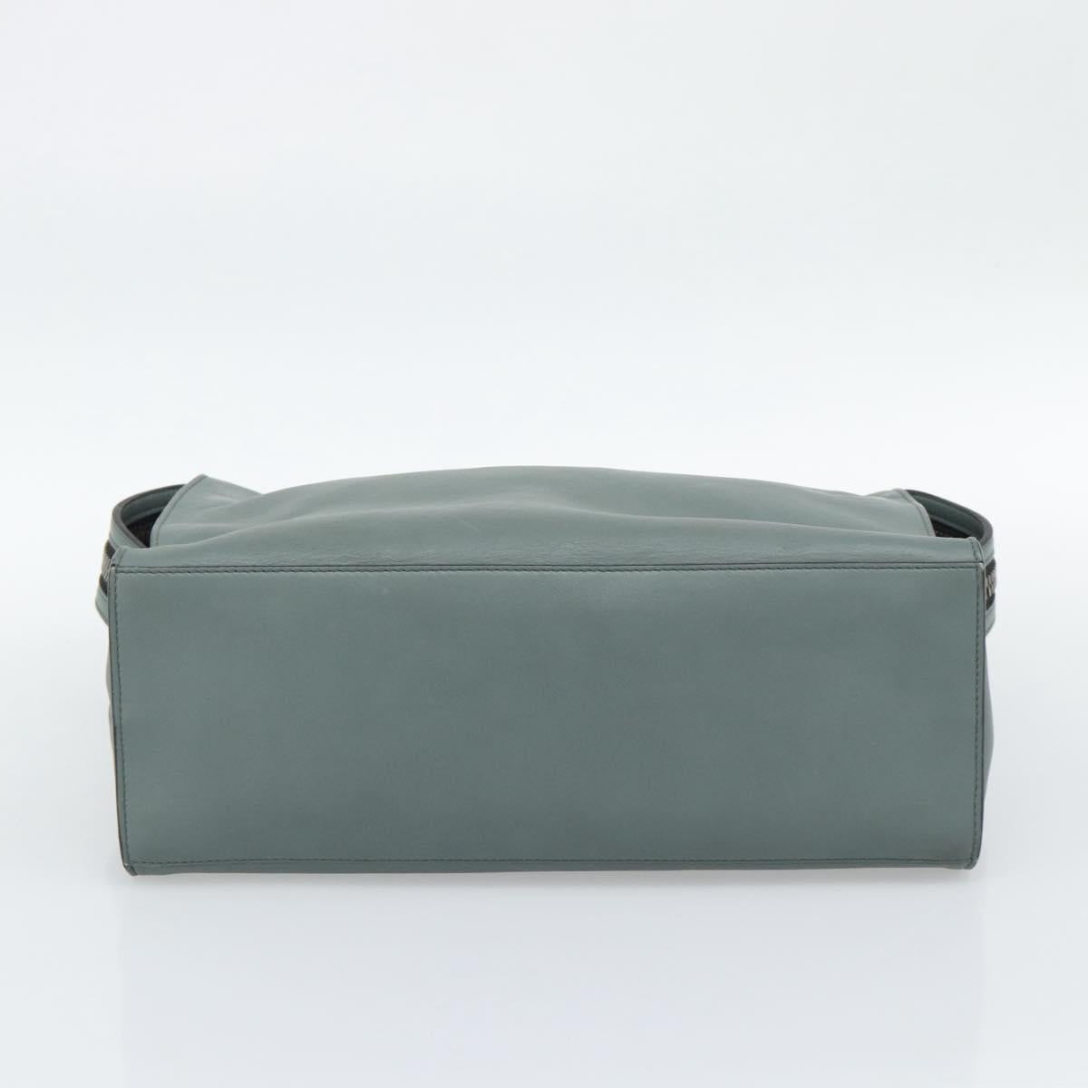 FENDI Hand Bag Leather 2way Green Silver Auth bs36397