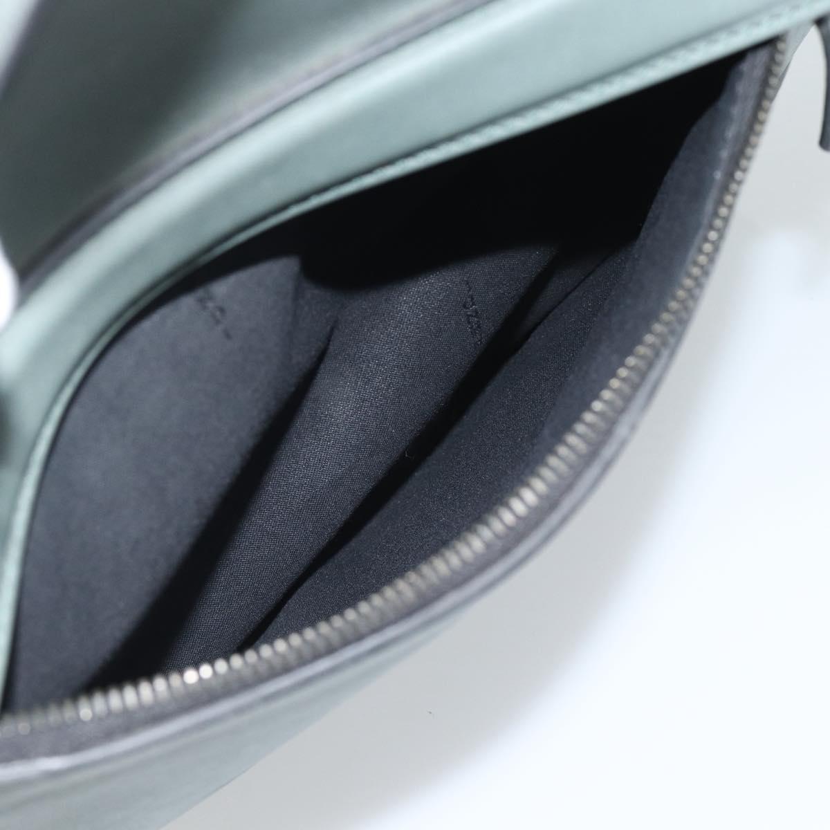 FENDI Hand Bag Leather 2way Green Silver Auth bs36397