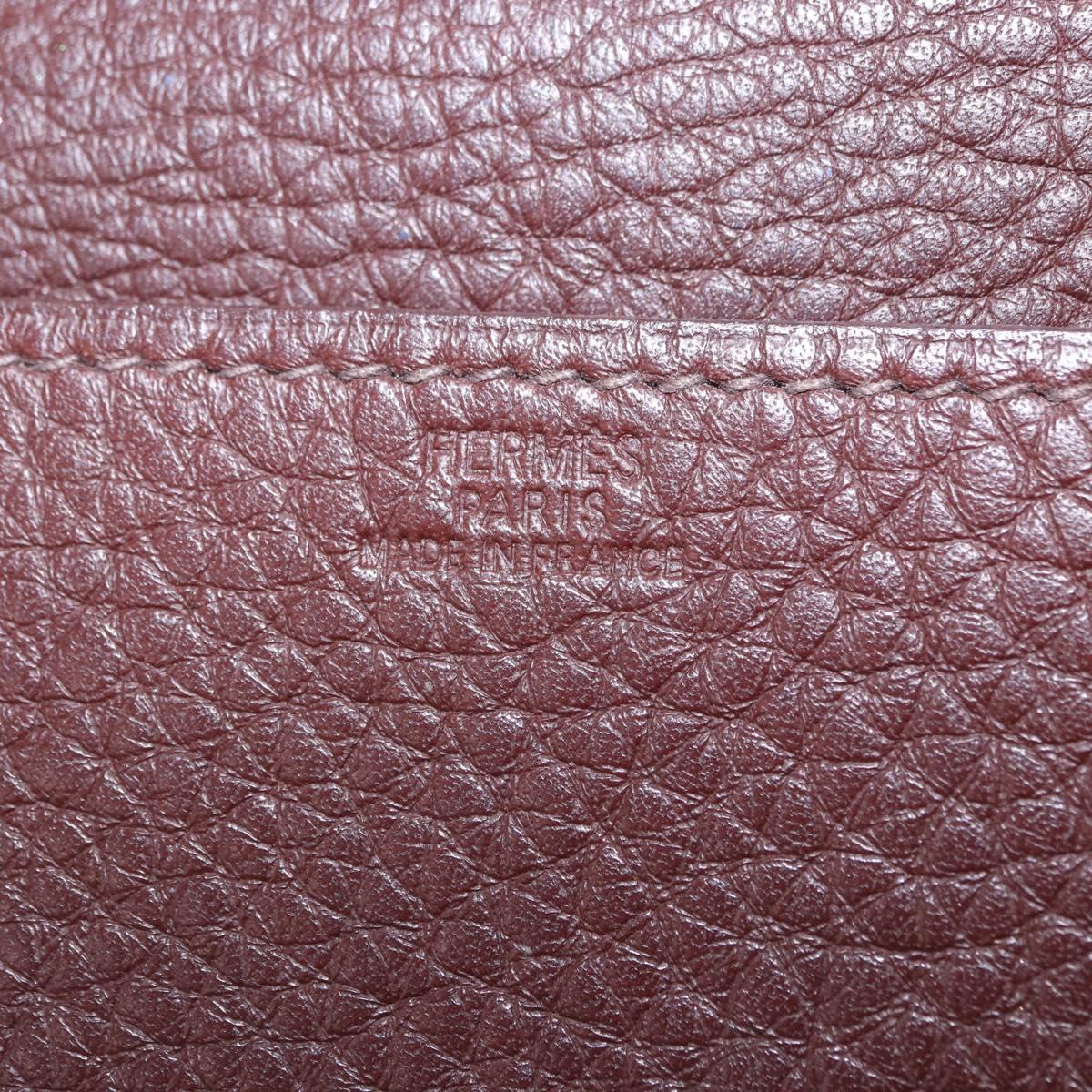 HERMES Etui Cult GM Card Case Leather Brown Silver Auth bs36398