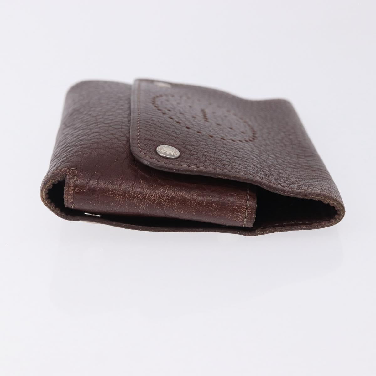 HERMES Etui Cult GM Card Case Leather Brown Silver Auth bs36398