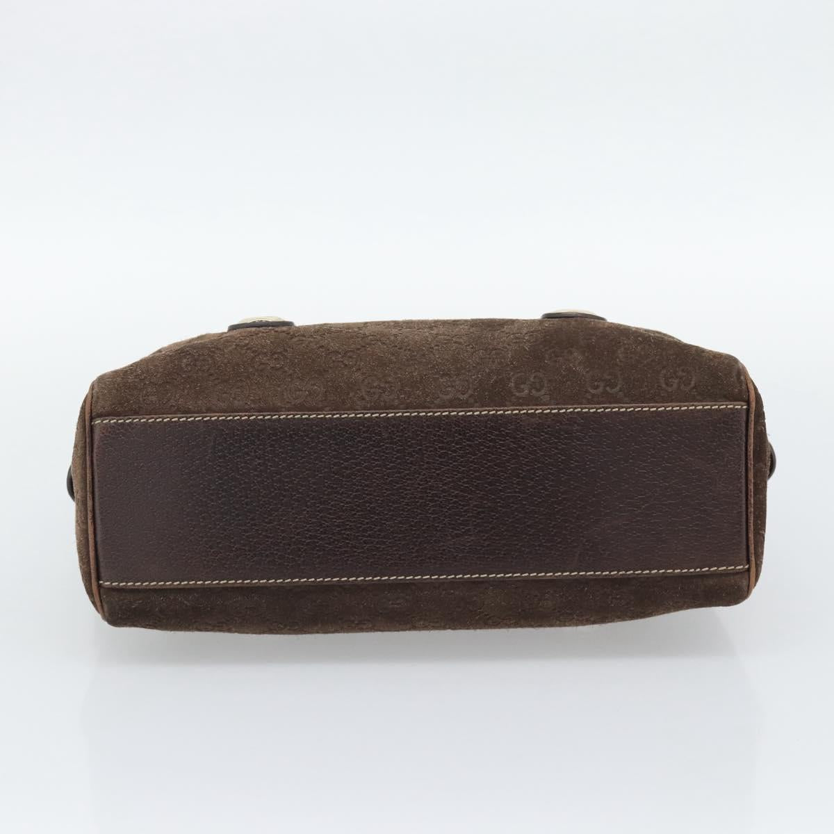 GUCCI GG Canvas Hand Bag Suede Brown Gold 152457 Auth bs36399A