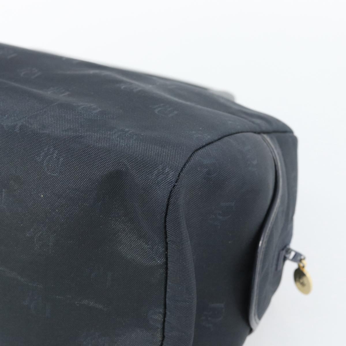 Christian Dior Hand Bag Canvas Navy Gold Auth bs36400