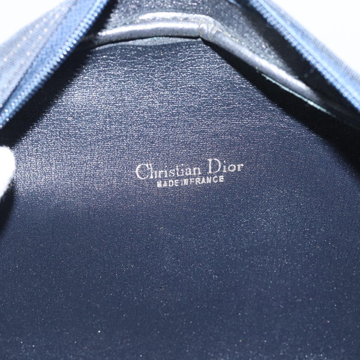 Christian Dior Hand Bag Canvas Navy Gold Auth bs36400