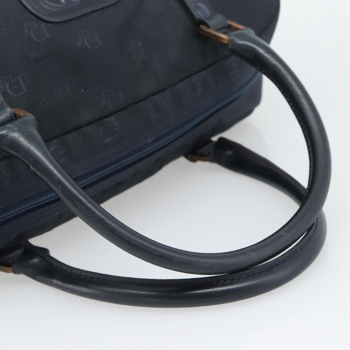 Christian Dior Hand Bag Canvas Navy Gold Auth bs36400