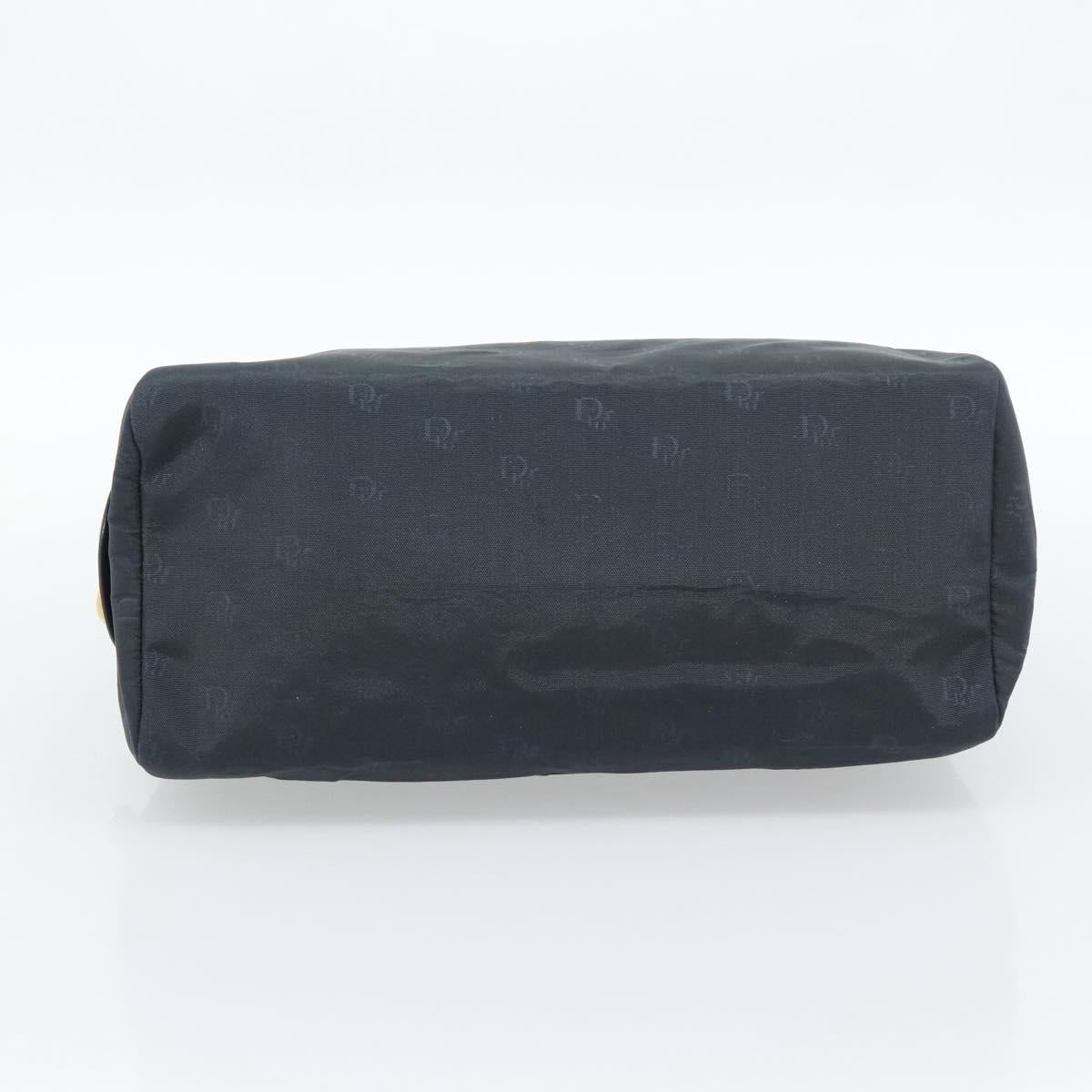 Christian Dior Hand Bag Canvas Navy Gold Auth bs36400