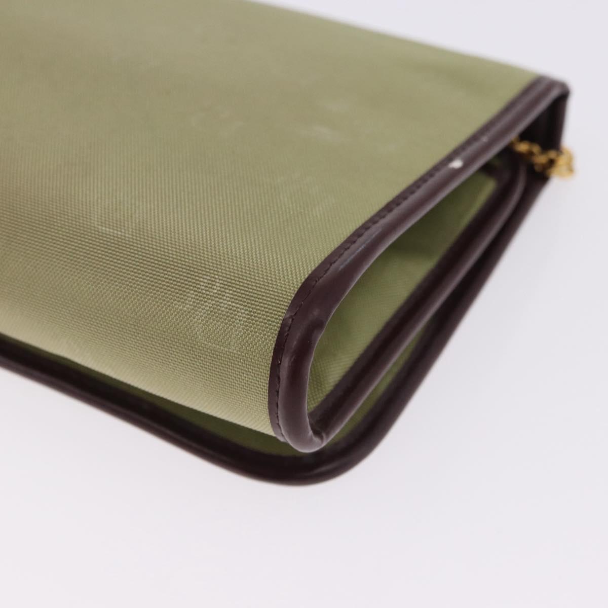 Christian Dior Chain Shoulder Bag Nylon Beige Gold Auth bs36401