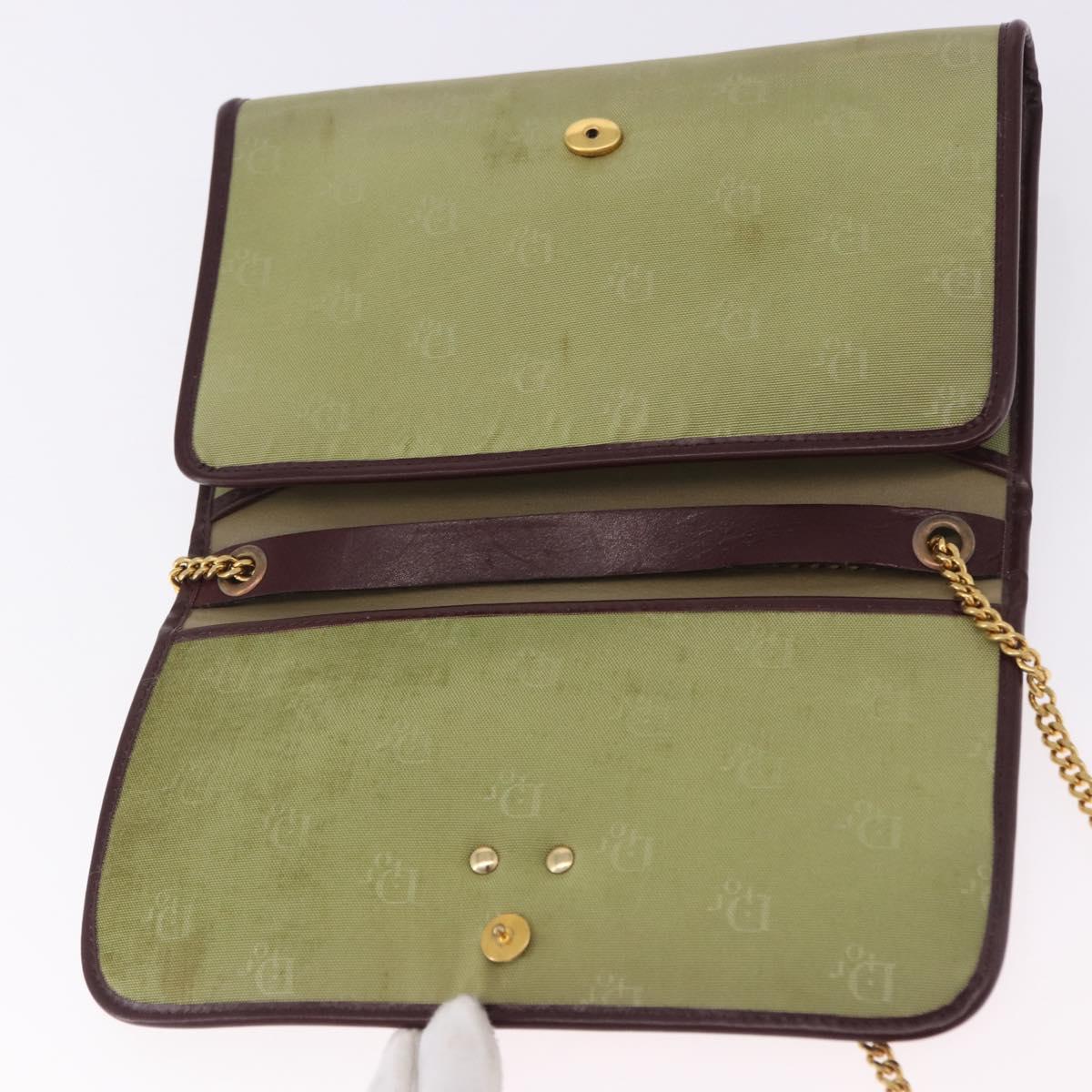 Christian Dior Chain Shoulder Bag Nylon Beige Gold Auth bs36401