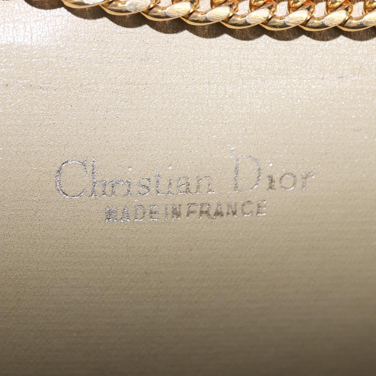 Christian Dior Chain Shoulder Bag Nylon Beige Gold Auth bs36401
