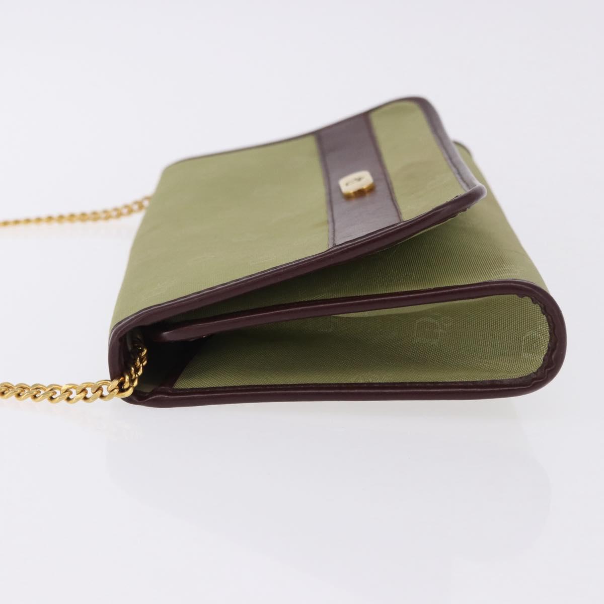 Christian Dior Chain Shoulder Bag Nylon Beige Gold Auth bs36401