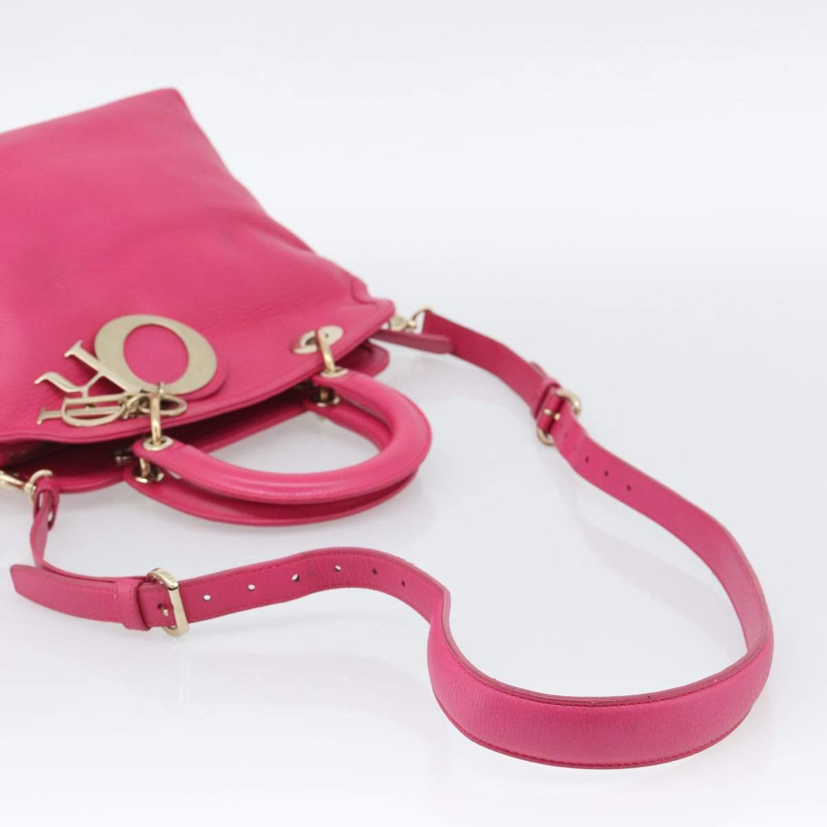 Christian Dior Diorissimo Hand Bag Leather 2way Pink Gold Auth bs36402V