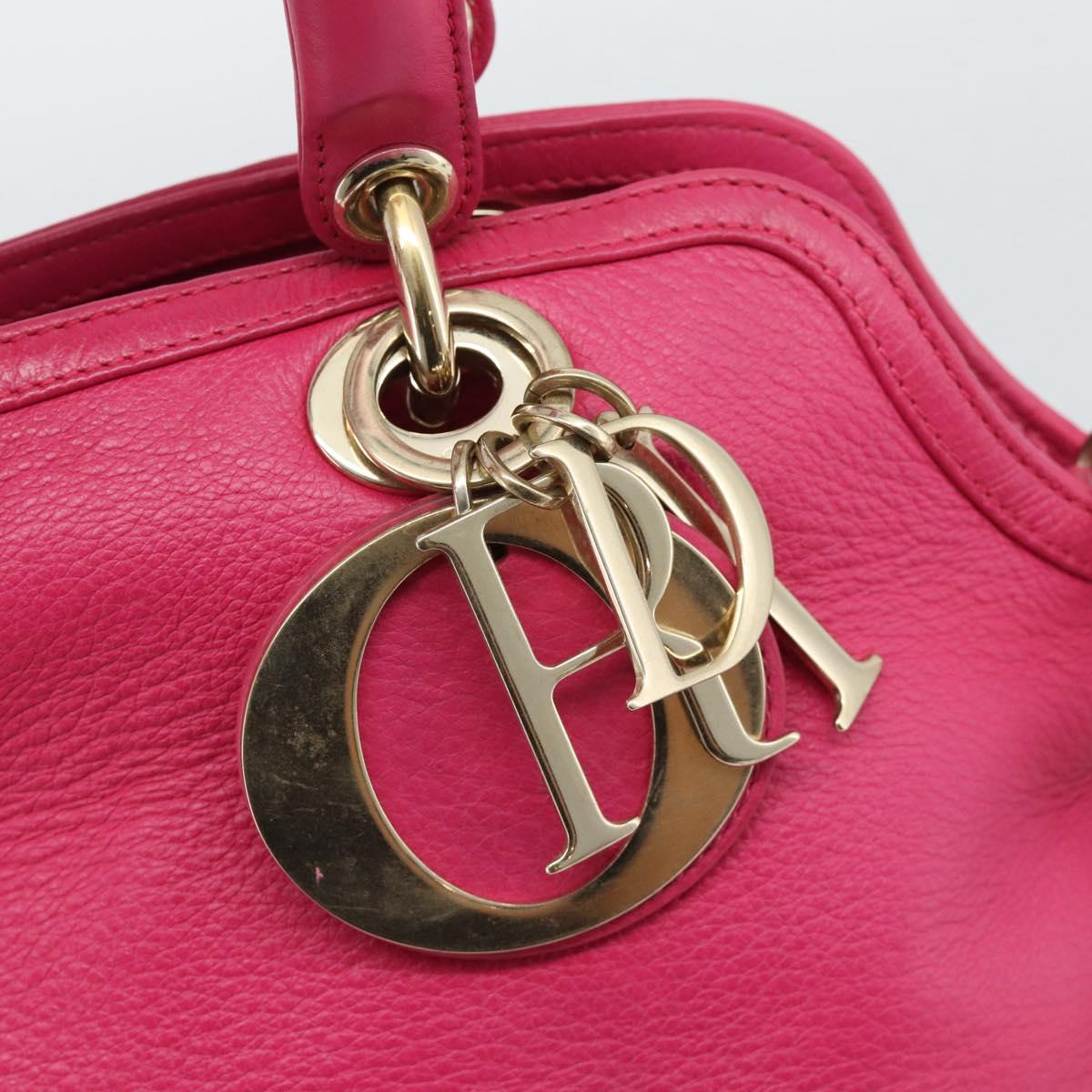 Christian Dior Diorissimo Hand Bag Leather 2way Pink Gold Auth bs36402V