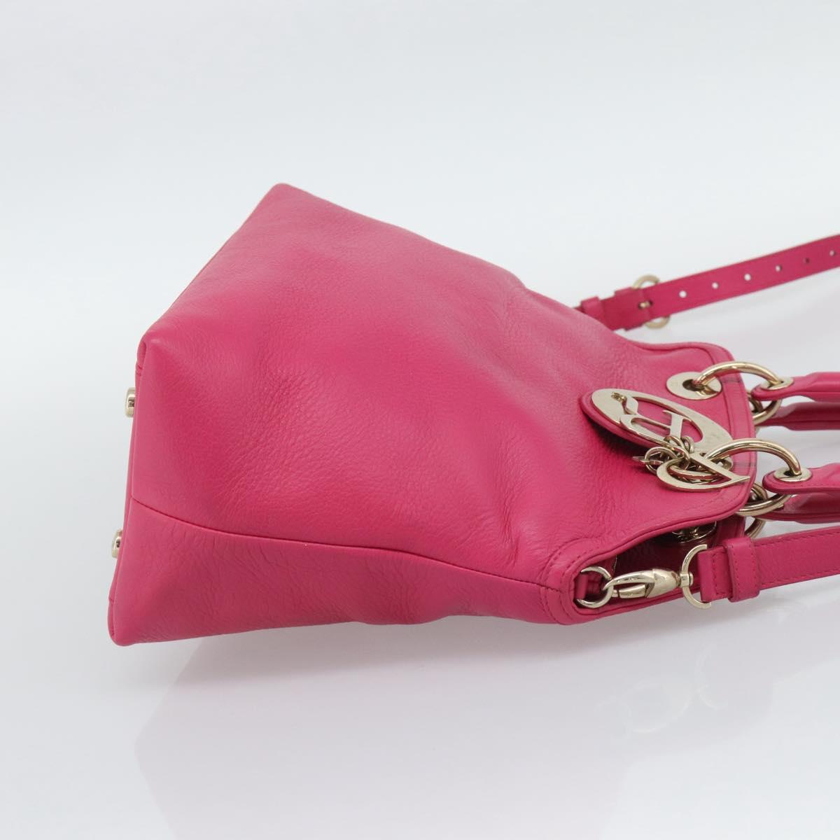 Christian Dior Diorissimo Hand Bag Leather 2way Pink Gold Auth bs36402V