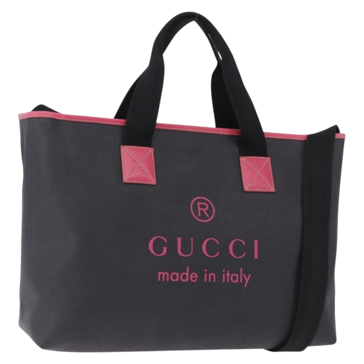 GUCCI Tote Bag PVC Leather Black 162785 Auth bs36403