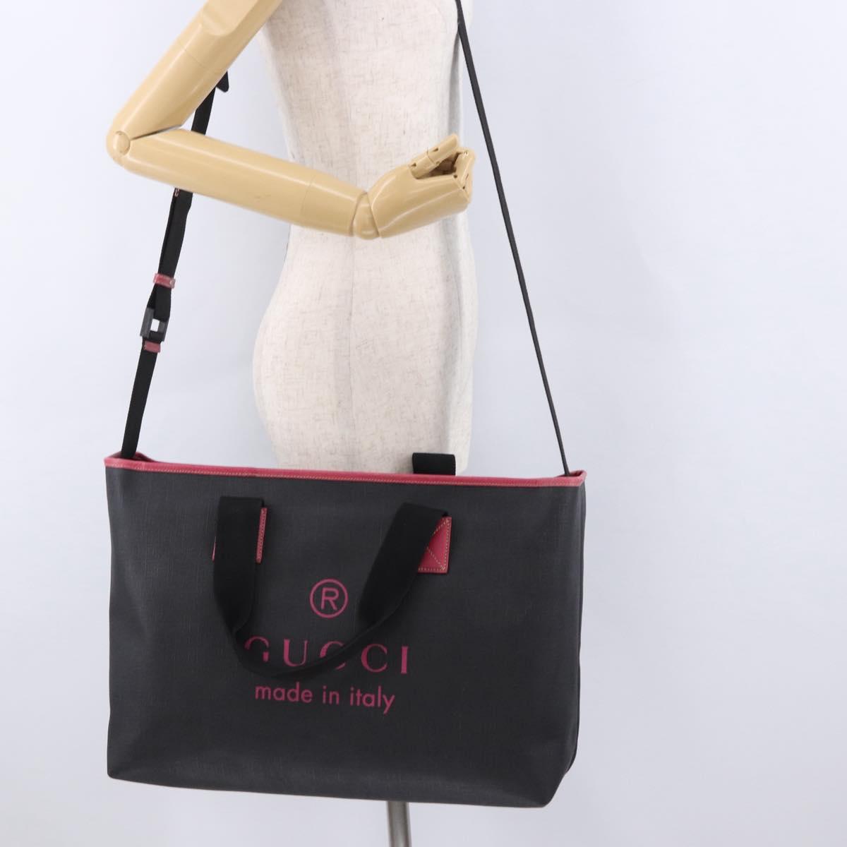 GUCCI Tote Bag PVC Leather Black 162785 Auth bs36403