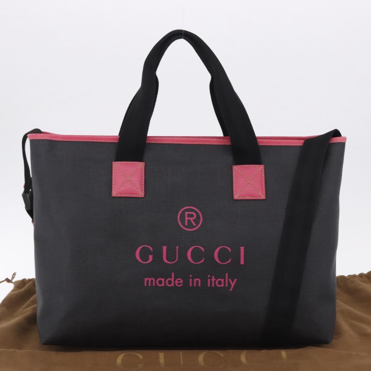 GUCCI Tote Bag PVC Leather Black 162785 Auth bs36403
