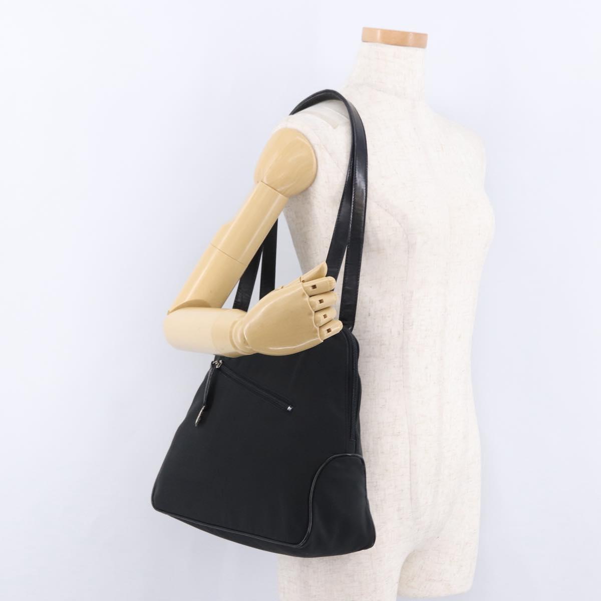 LOEWE Shoulder Bag Nylon Black Silver Auth bs36404