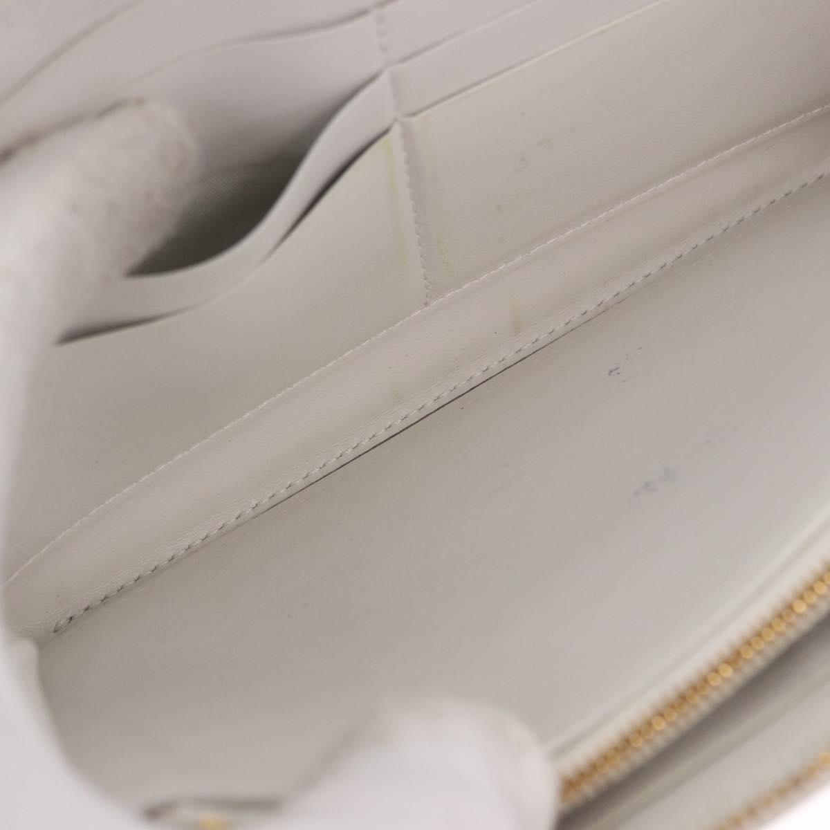 BOTTEGA VENETA MAXI INTRECCIATO Long Wallet Leather White Gold Auth bs36408