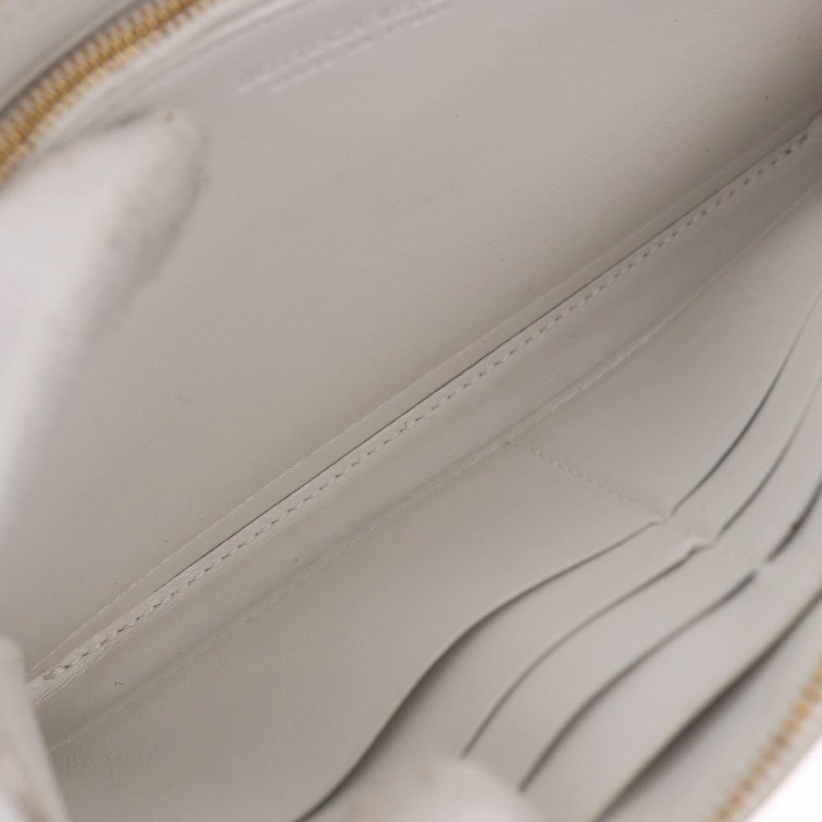 BOTTEGA VENETA MAXI INTRECCIATO Long Wallet Leather White Gold Auth bs36408