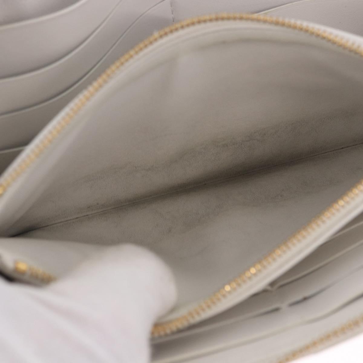 BOTTEGA VENETA MAXI INTRECCIATO Long Wallet Leather White Gold Auth bs36408