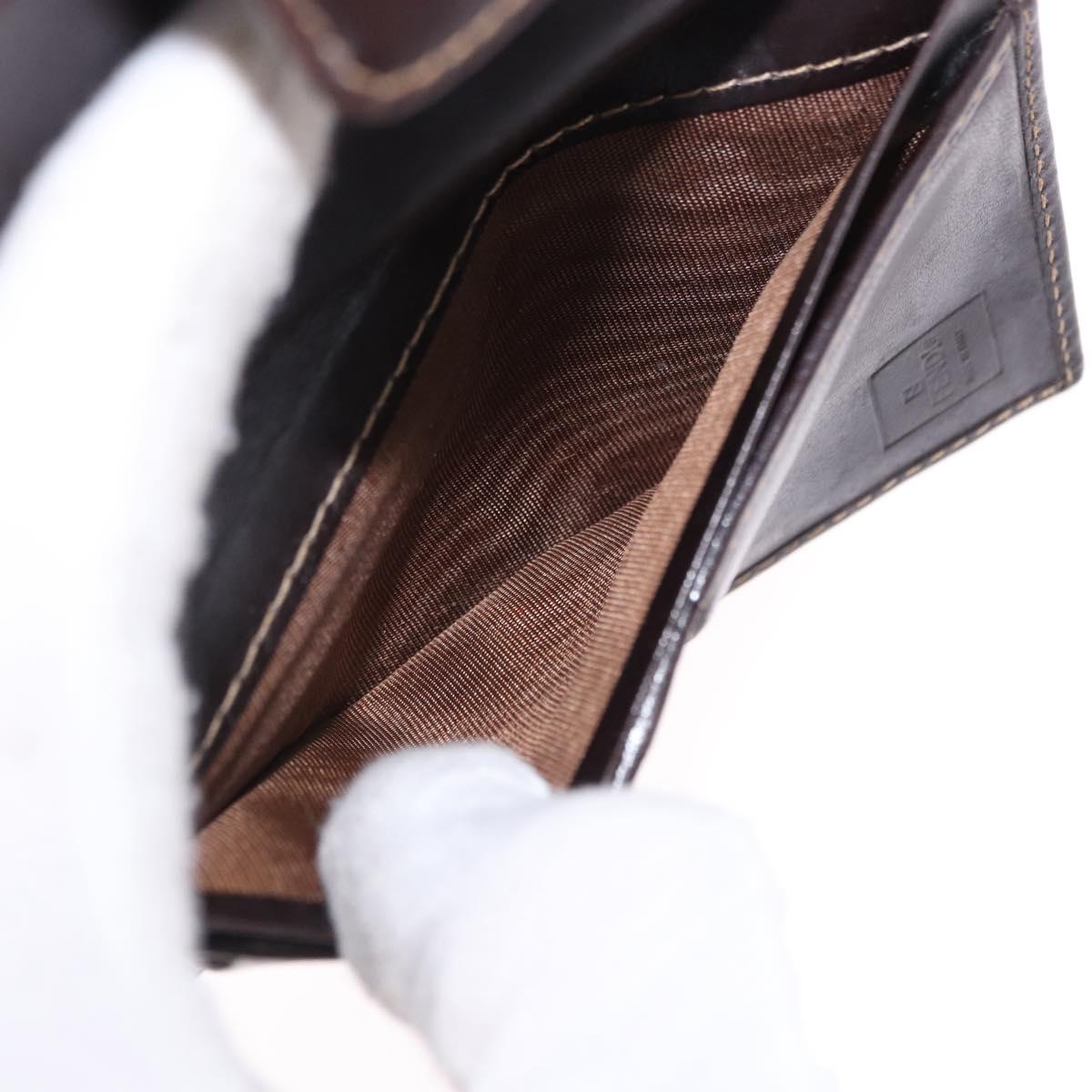 FENDI Zucca Canvas Bifold Wallet Black Brown Auth bs36409
