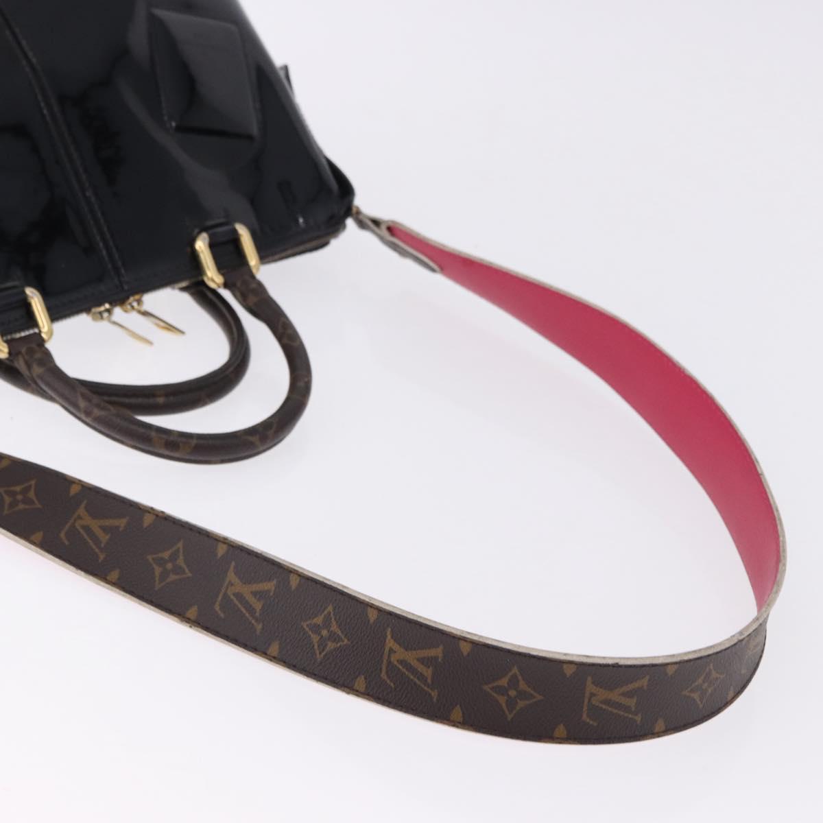 LOUIS VUITTON Tote Miroir Hand Bag Patent 2way Black M54626 LV Auth bs36411