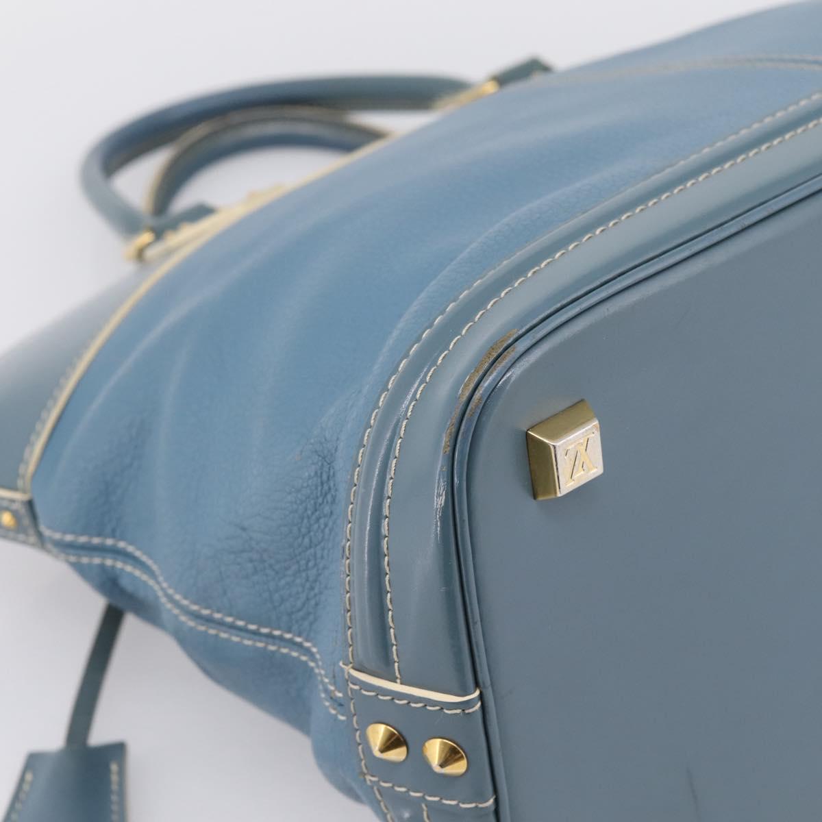 LOUIS VUITTON Suhari Lockit PM Hand Bag Leather Blue Gold M95434 LV Auth bs36420