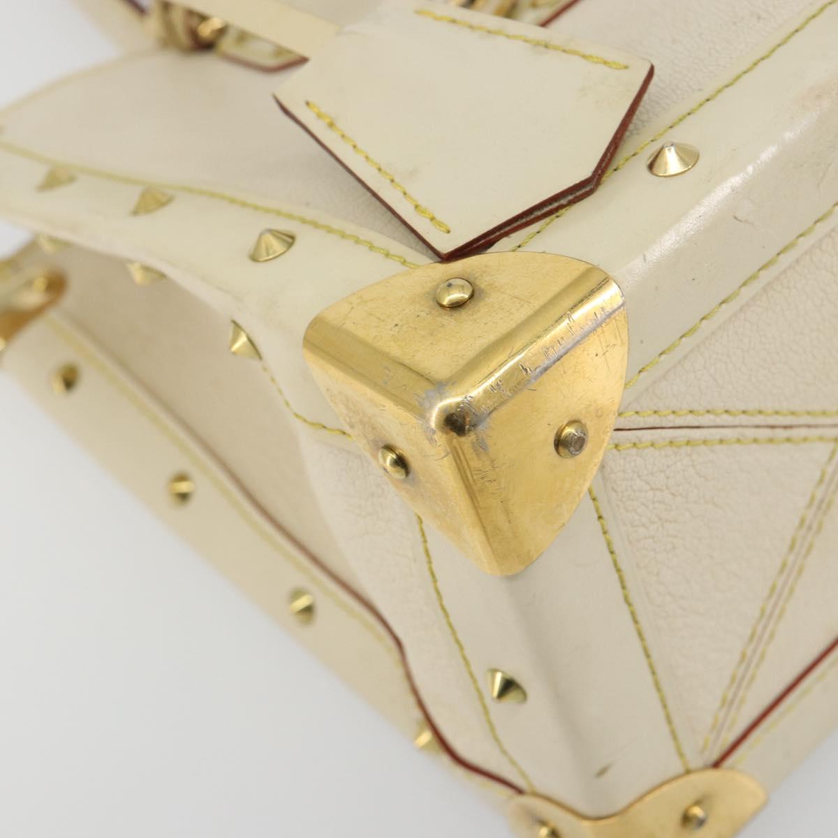 LOUIS VUITTON Suhari Fabreau Hand Bag Leather White M91815 LV Auth bs36421